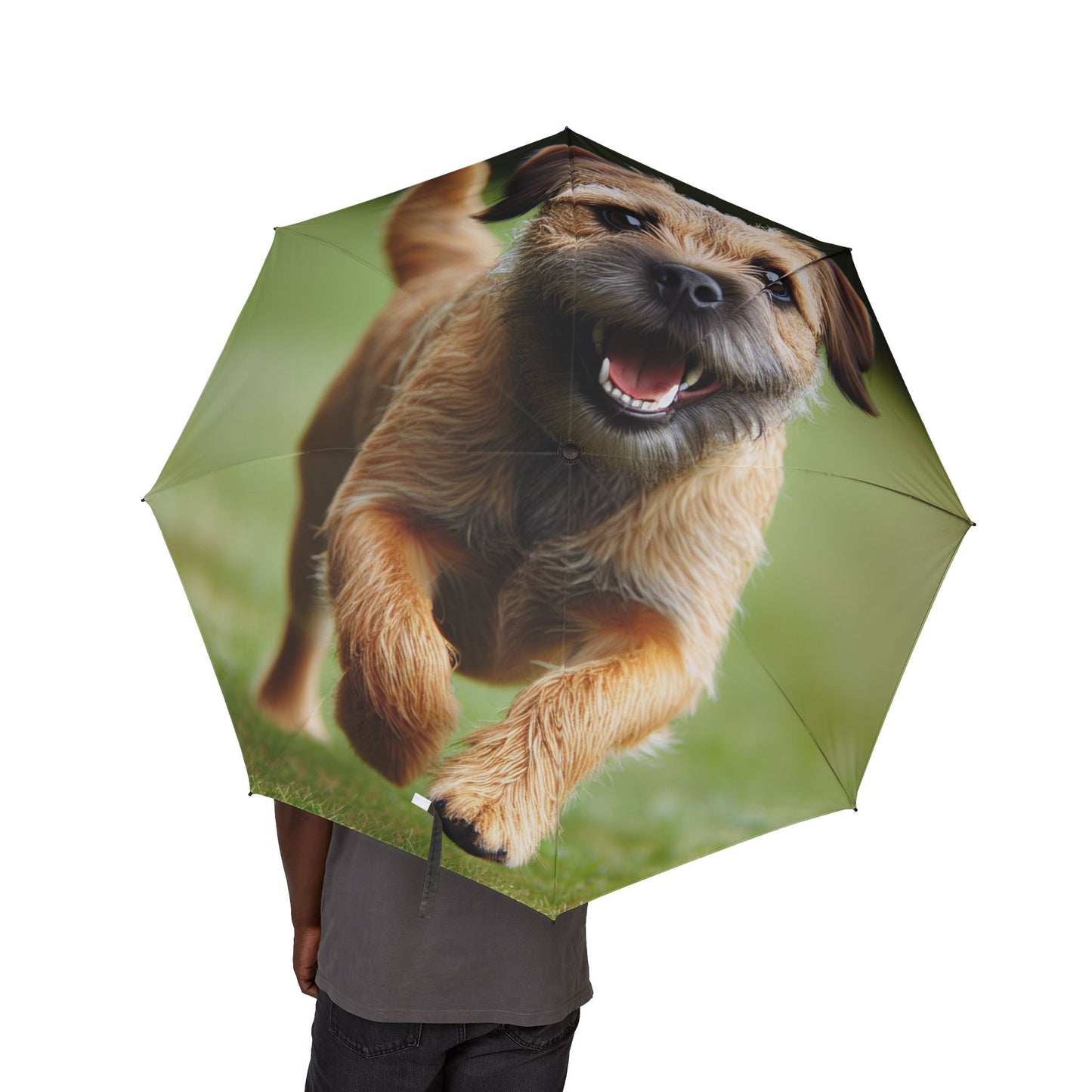 Border Terrier Semi-Automatic Foldable Umbrella
