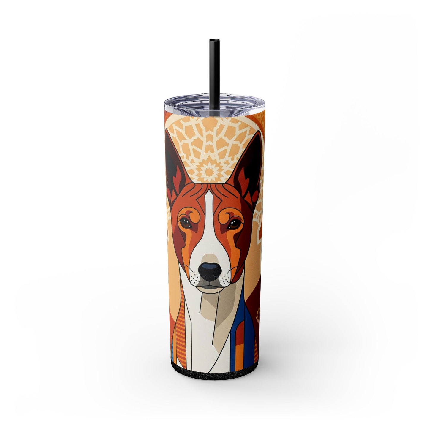 Basenji Skinny Tumbler with Straw, 20oz