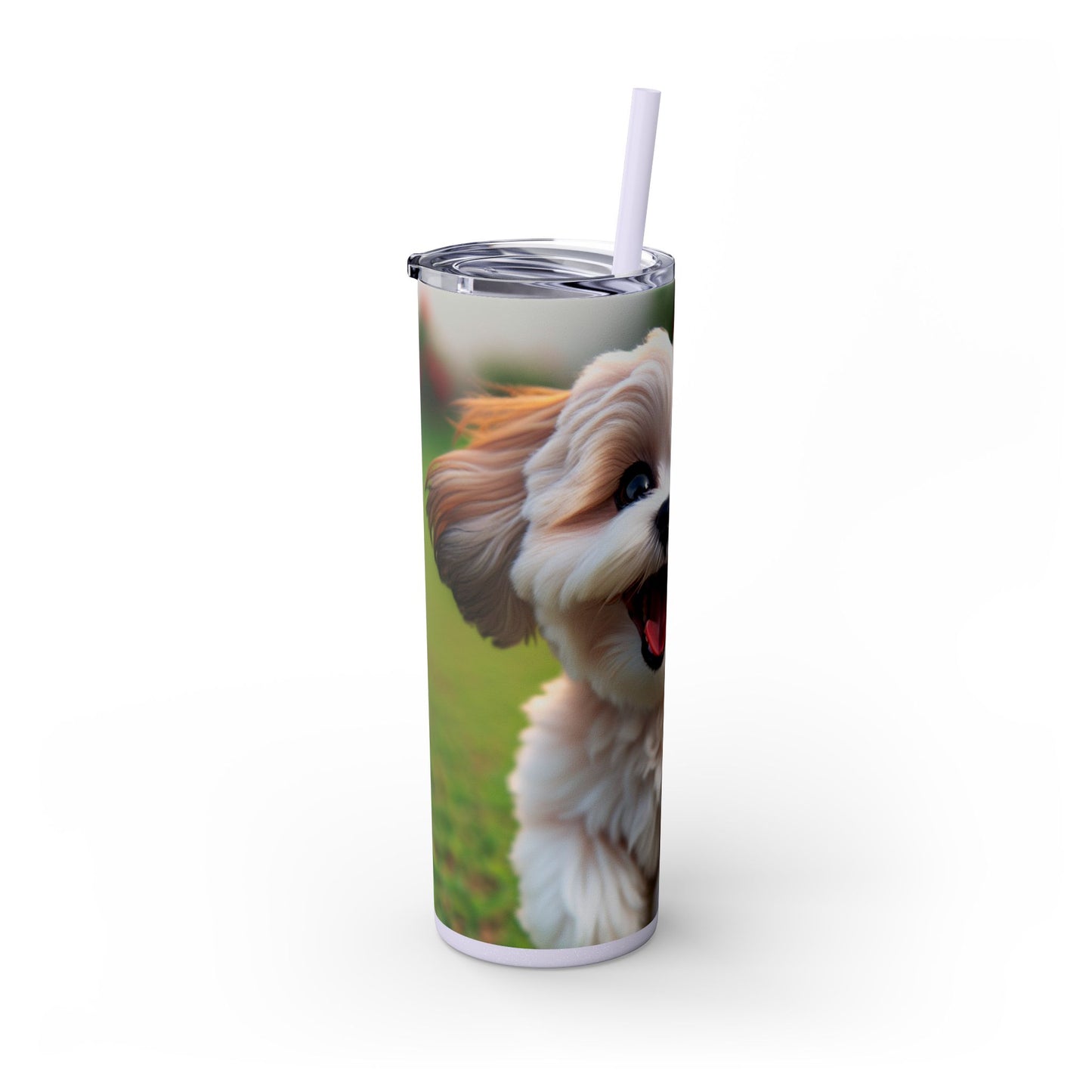 Shih-poo Skinny Tumbler with Straw, 20oz