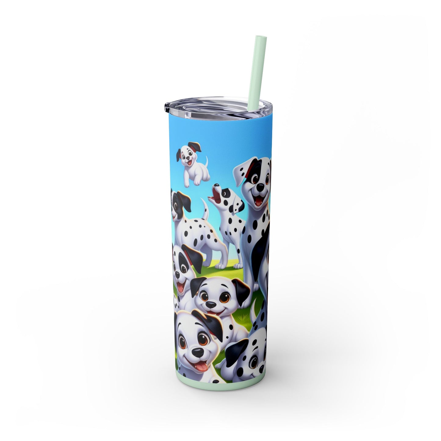 Dalmatian Skinny Tumbler with Straw, 20oz