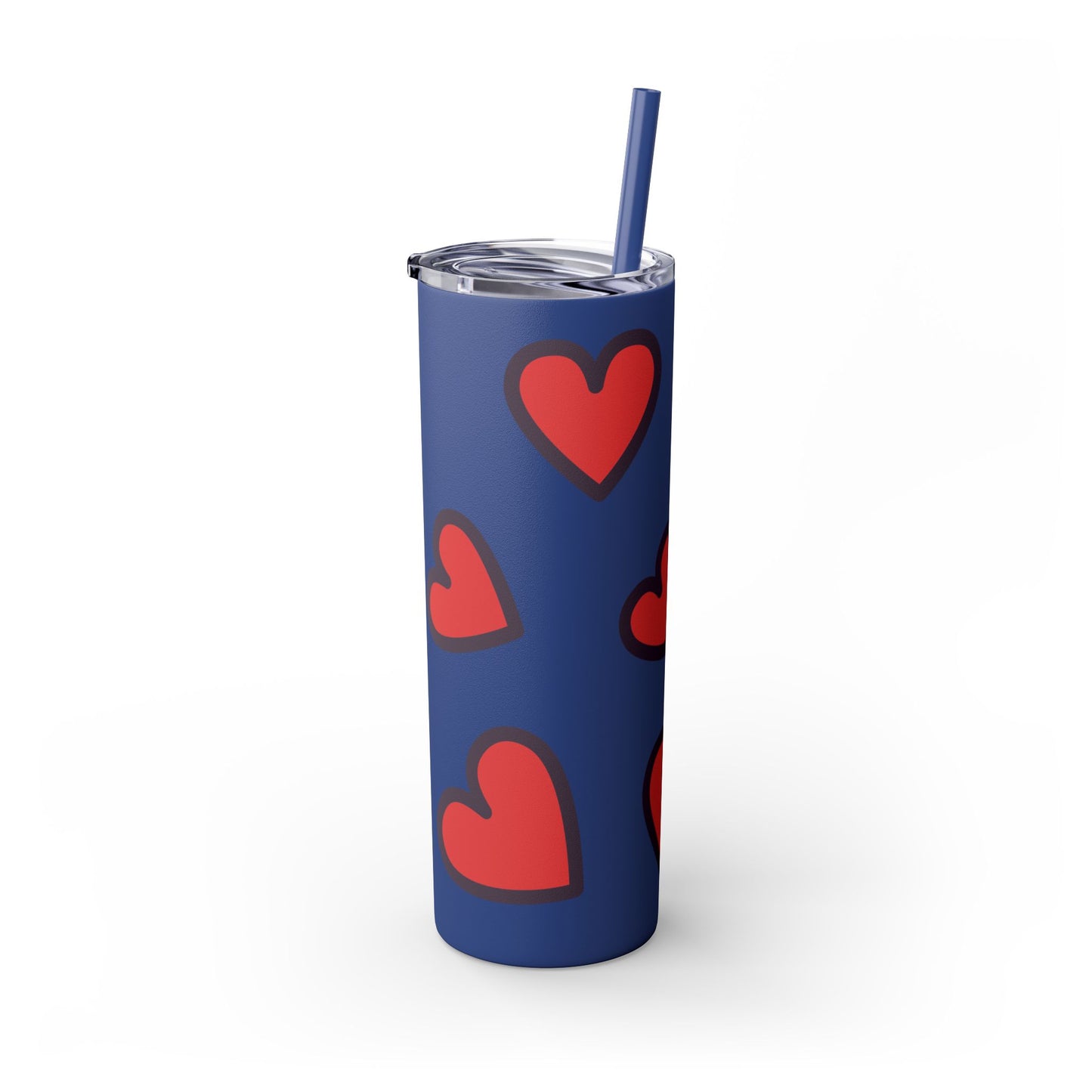 Hearts Skinny Tumbler with Straw, 20oz