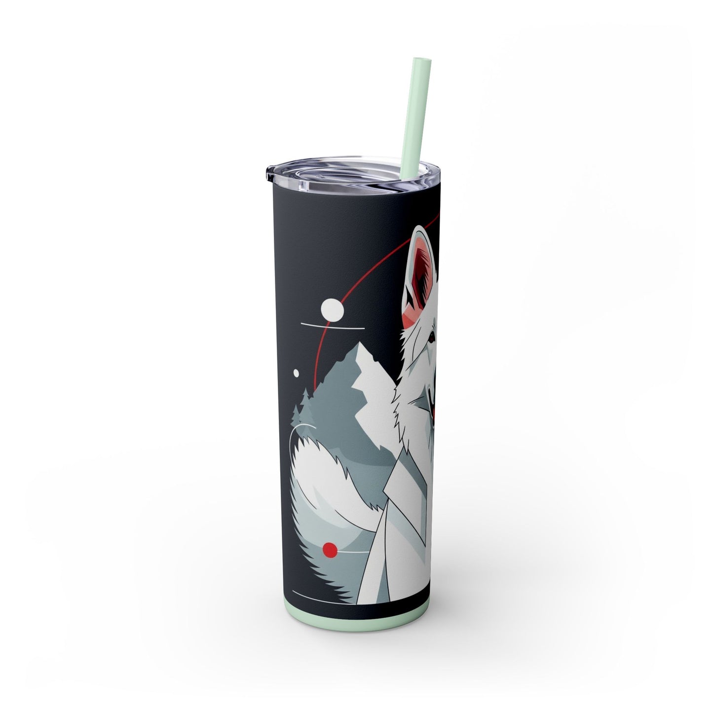 White Swiss Shepherd Dog Skinny Tumbler with Straw, 20oz
