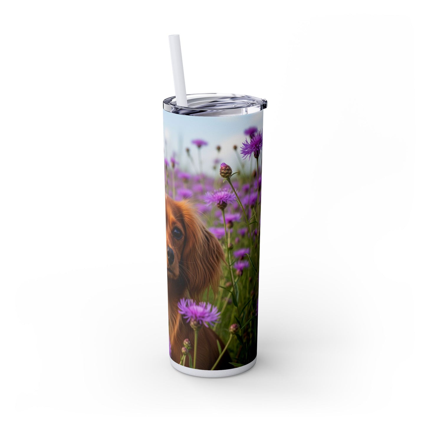 English Toy Spaniel Skinny Tumbler with Straw, 20oz