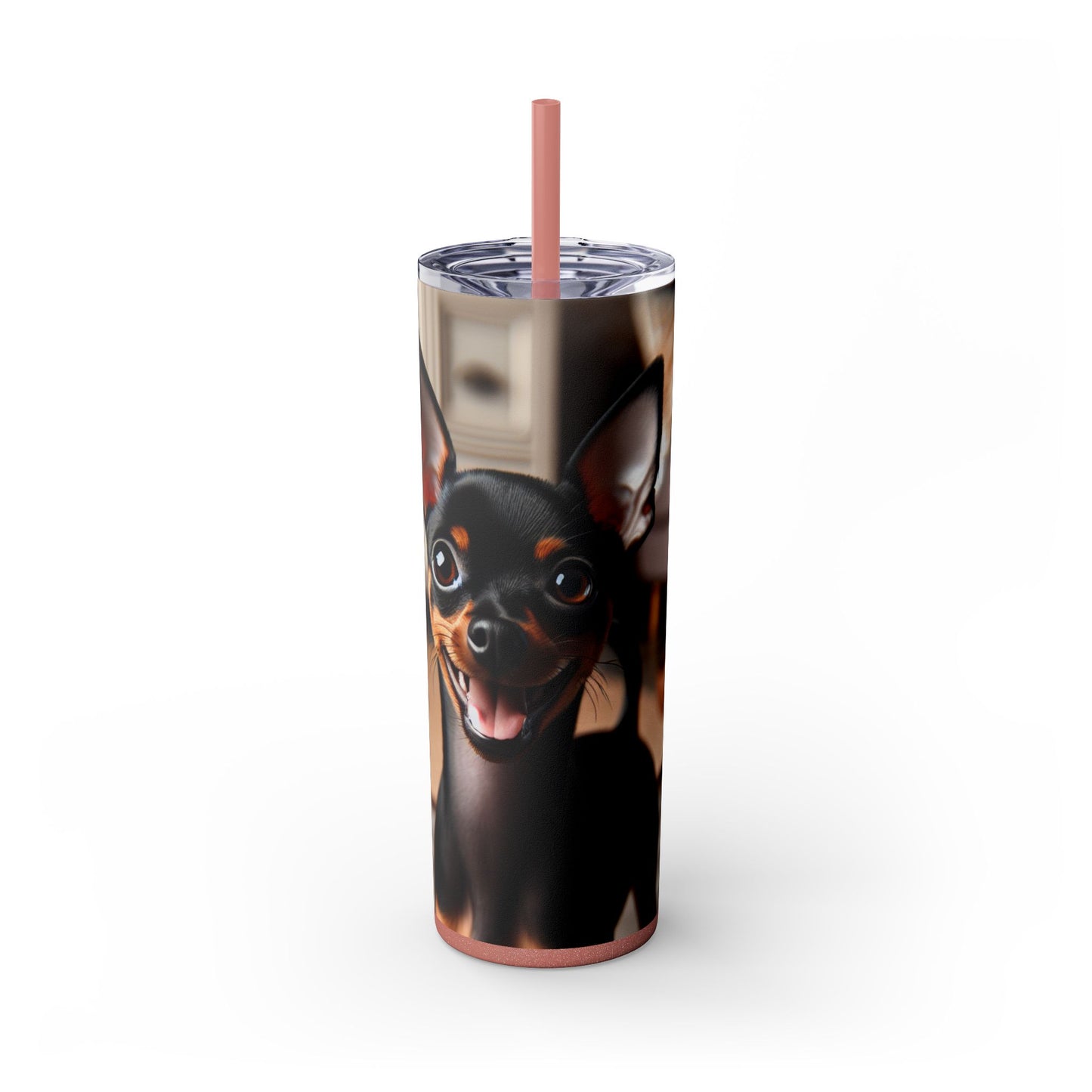 English Toy Terrier Tumbler with Straw, 20oz