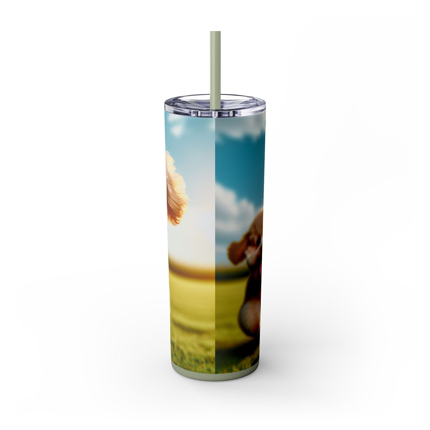 Toy Poodle Skinny Tumbler with Straw, 20oz
