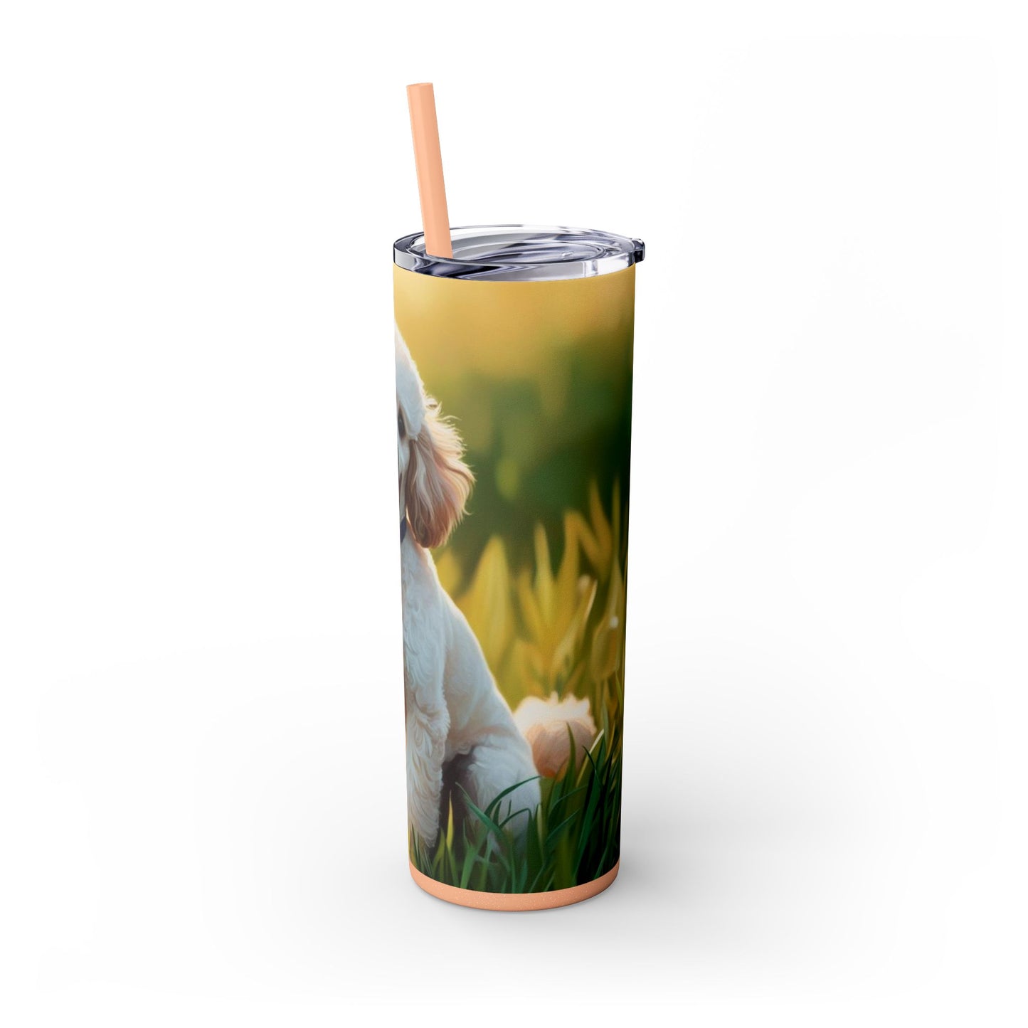 Miniature Poodle Skinny Tumbler with Straw, 20oz