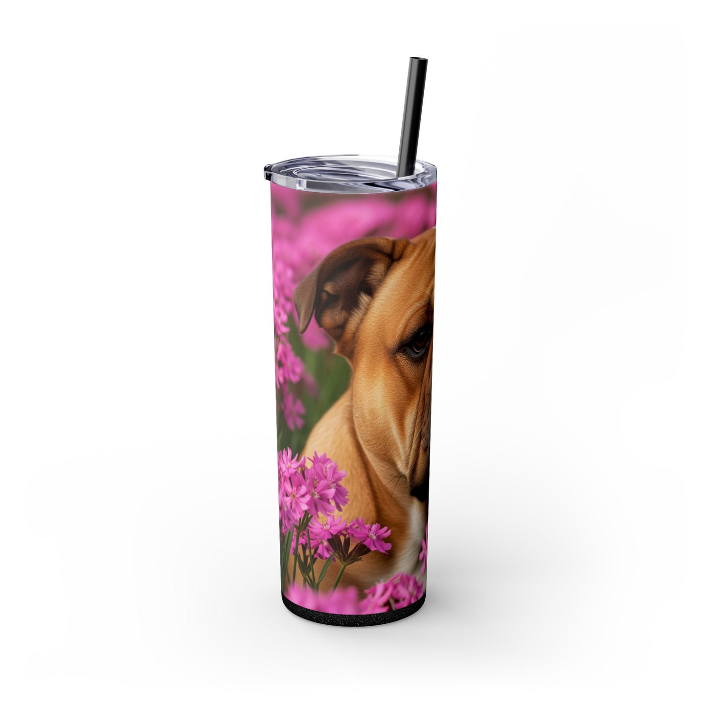 Bulldog Skinny Tumbler with Straw, 20oz