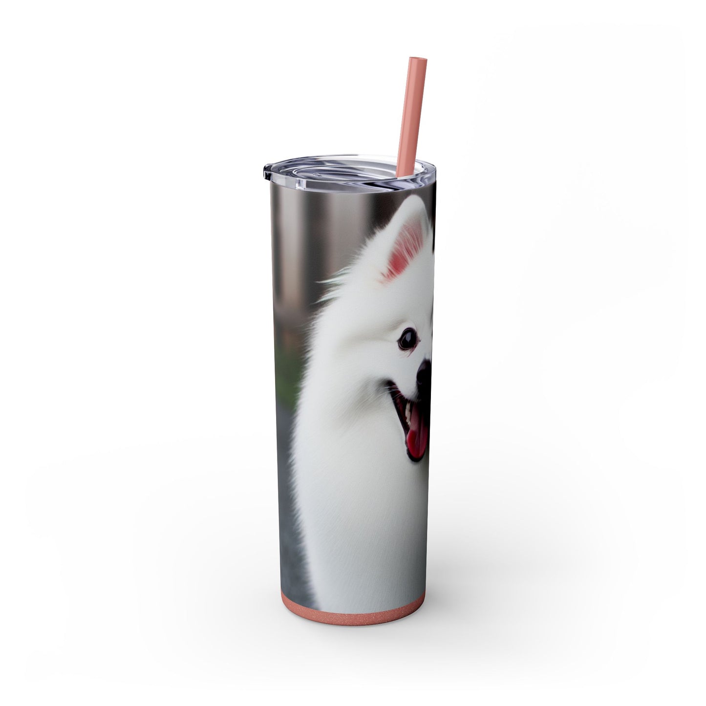 American Eskimo Dog Skinny Tumbler with Straw, 20oz