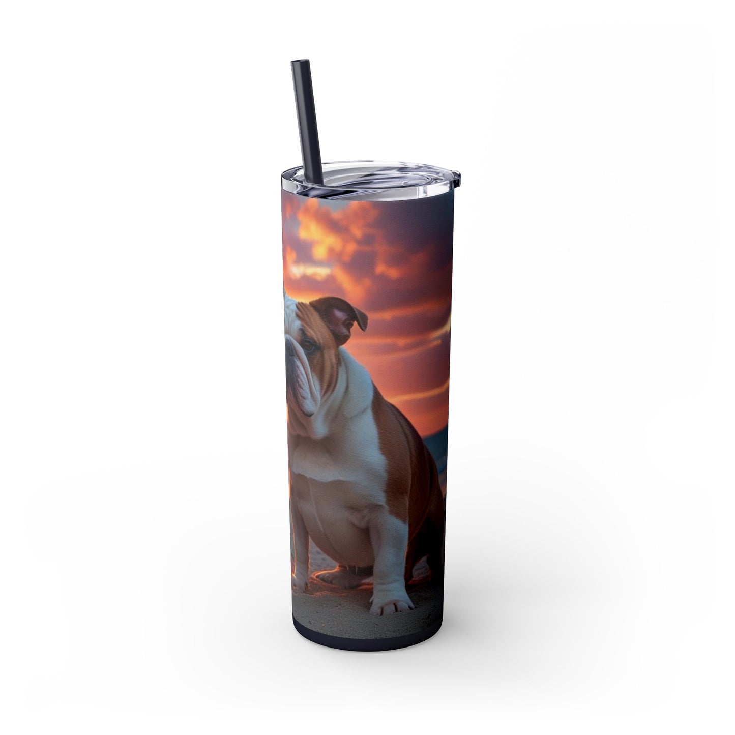 Bulldog Love Skinny Tumbler with Straw, 20oz