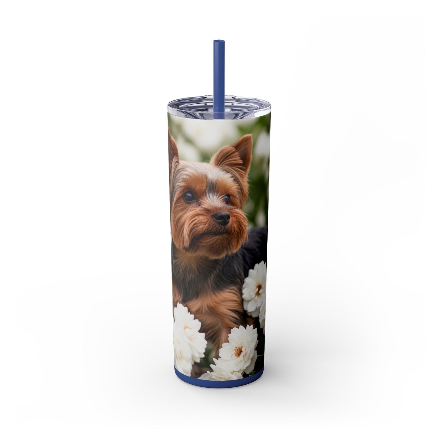 Yorkshire Terrier Skinny Tumbler with Straw, 20oz