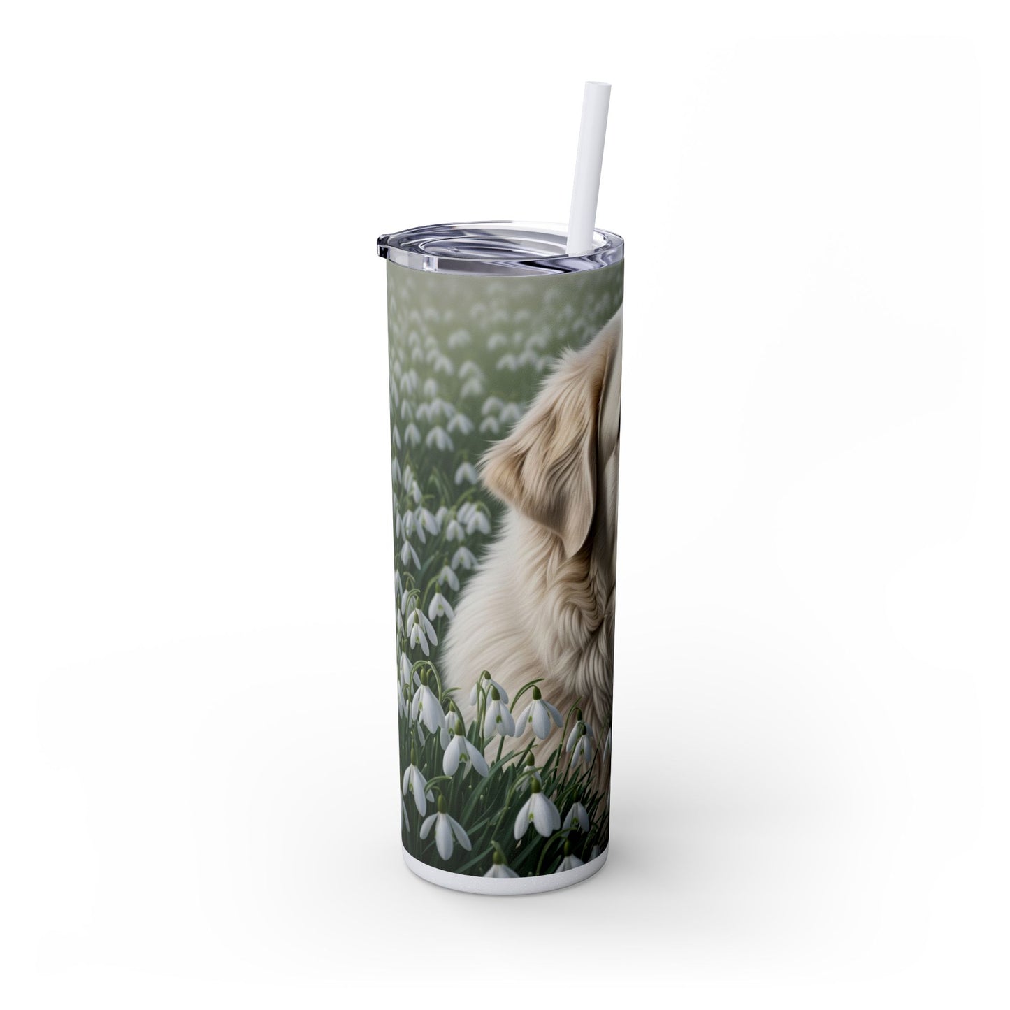 Pyrenean Mastiff Skinny Tumbler with Straw, 20oz