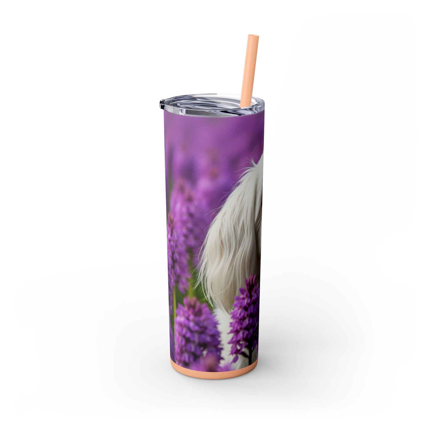 Maltese Skinny Tumbler with Straw, 20oz