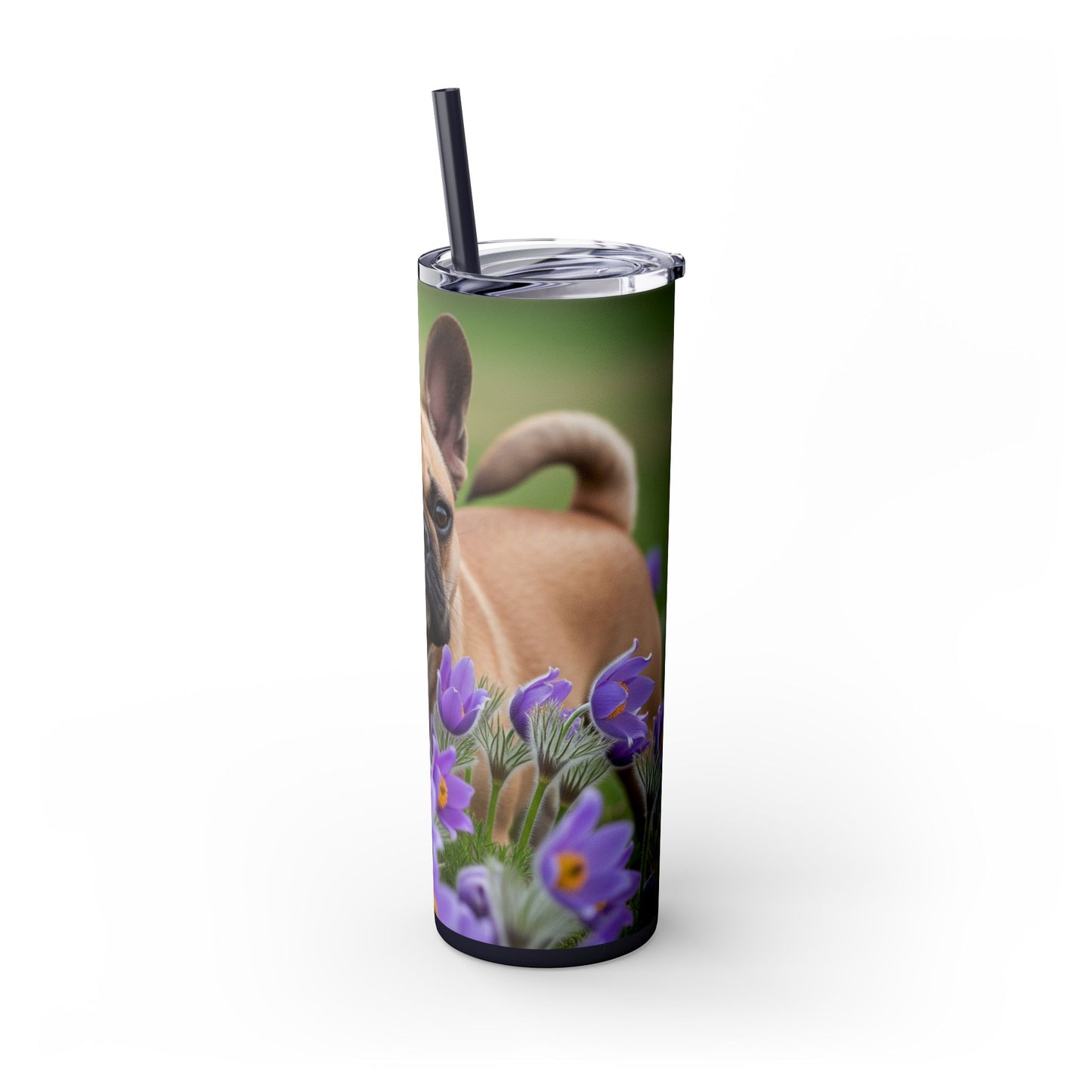 French Bulldog Skinny Tumbler with Straw, 20oz