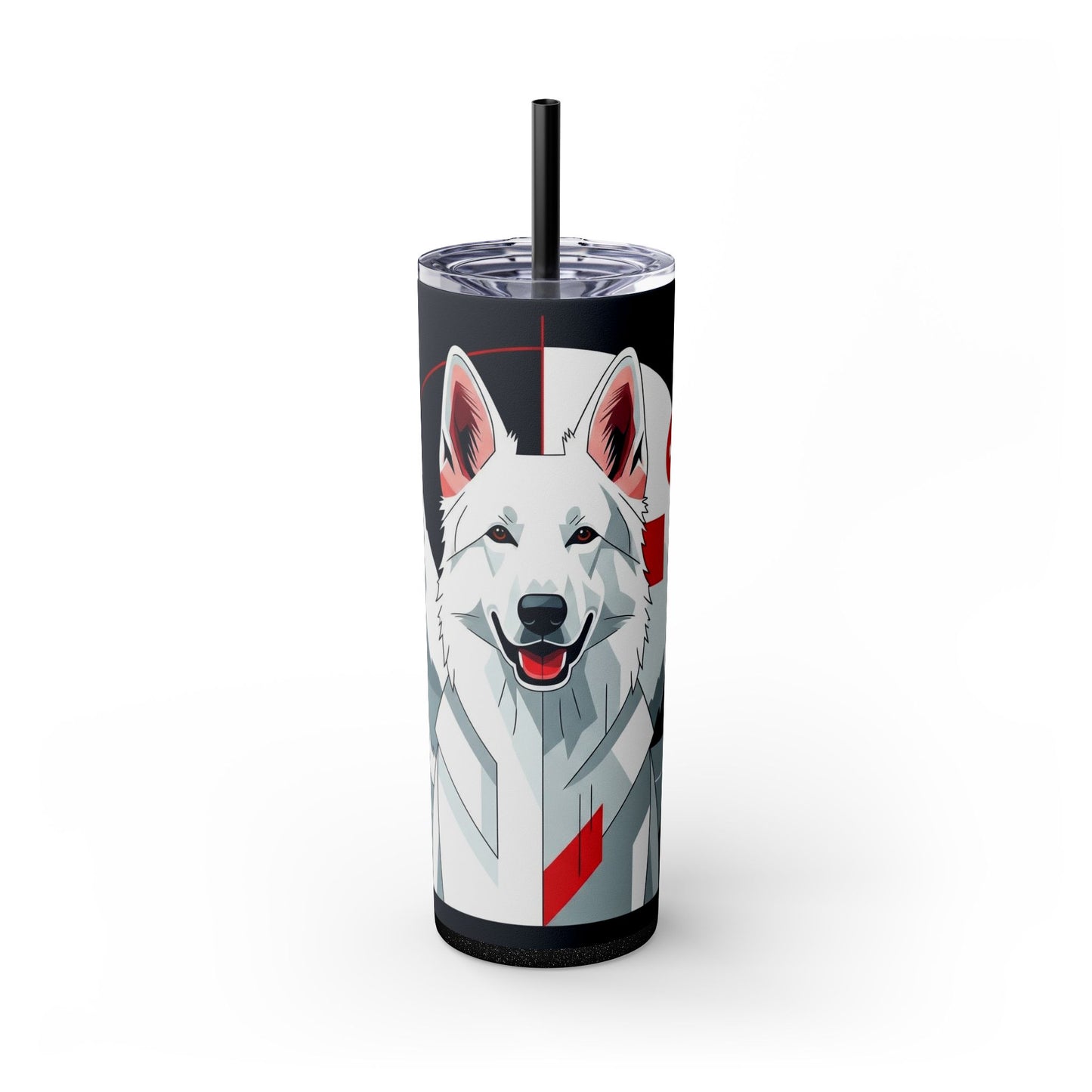 White Swiss Shepherd Dog Skinny Tumbler with Straw, 20oz