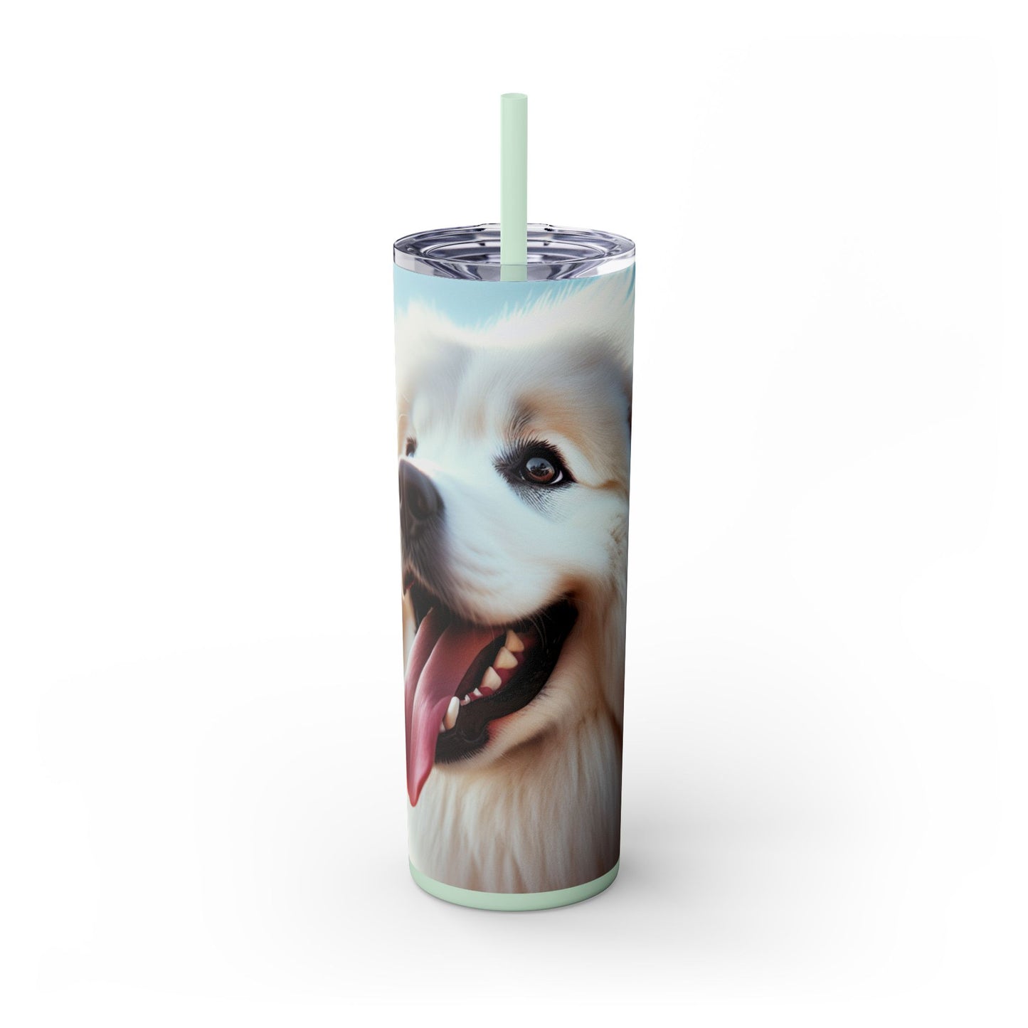 Pyrenean Mountain Dog Skinny Tumbler with Straw, 20oz