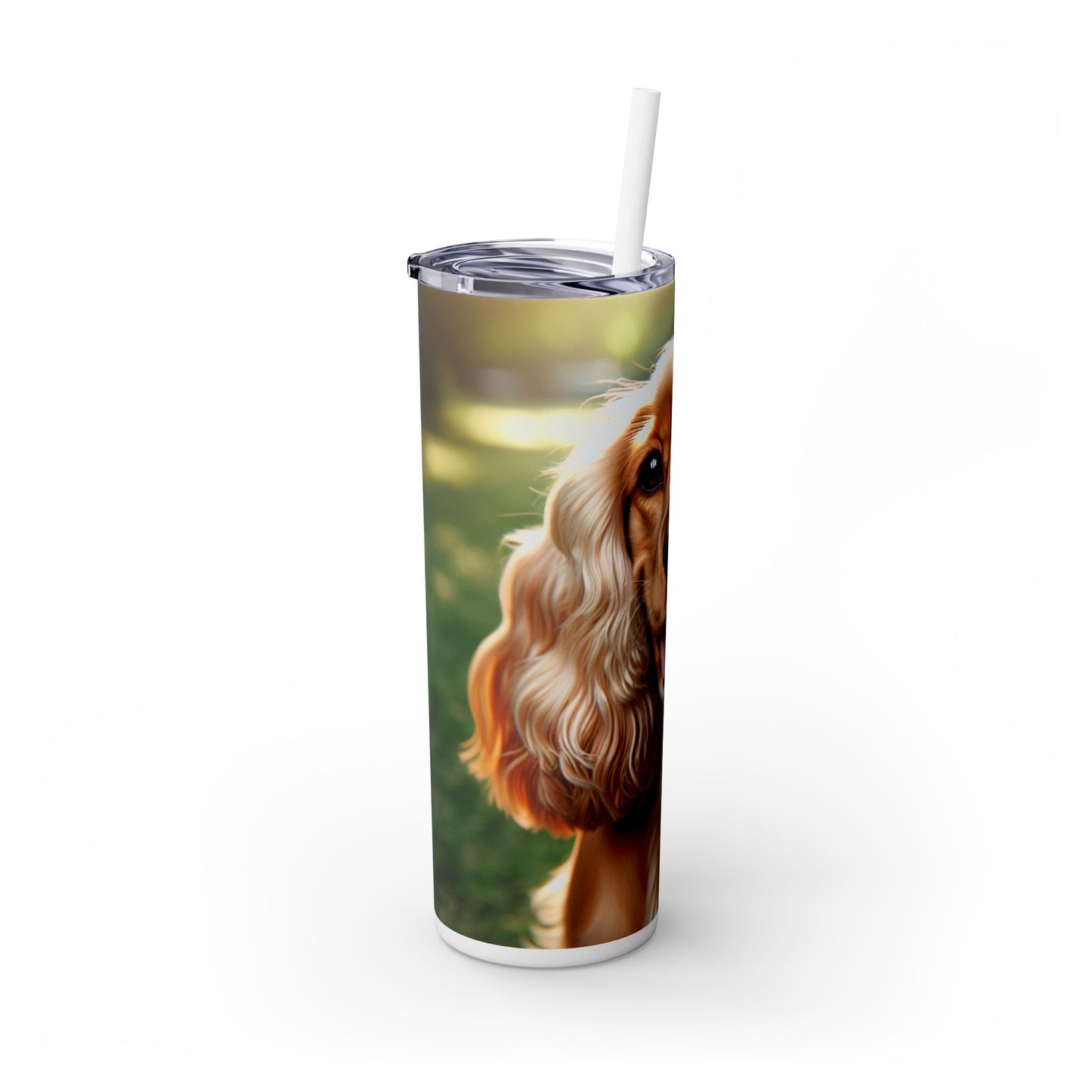 English Cocker Spaniel Skinny Tumbler with Straw, 20oz