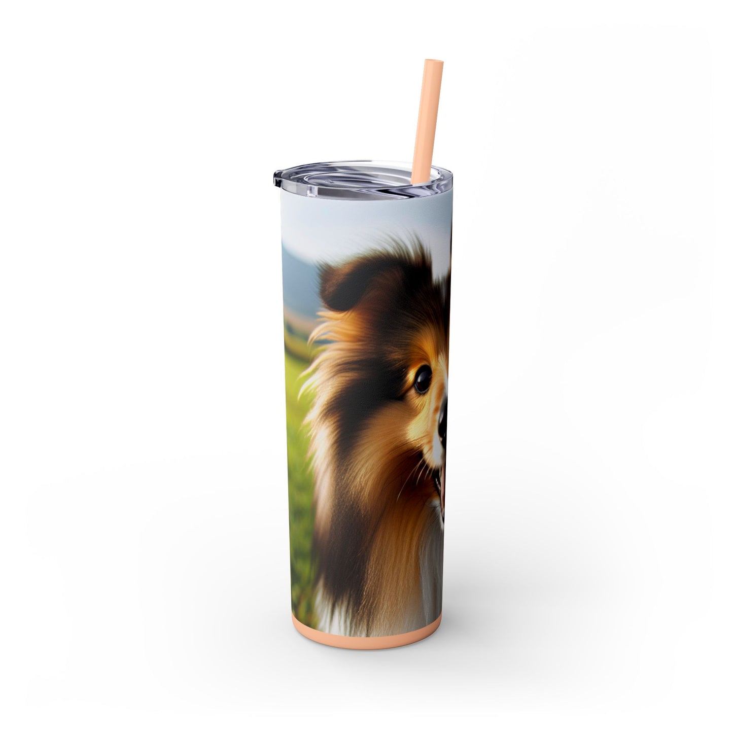 Shetland Sheepdog Skinny Tumbler with Straw, 20oz