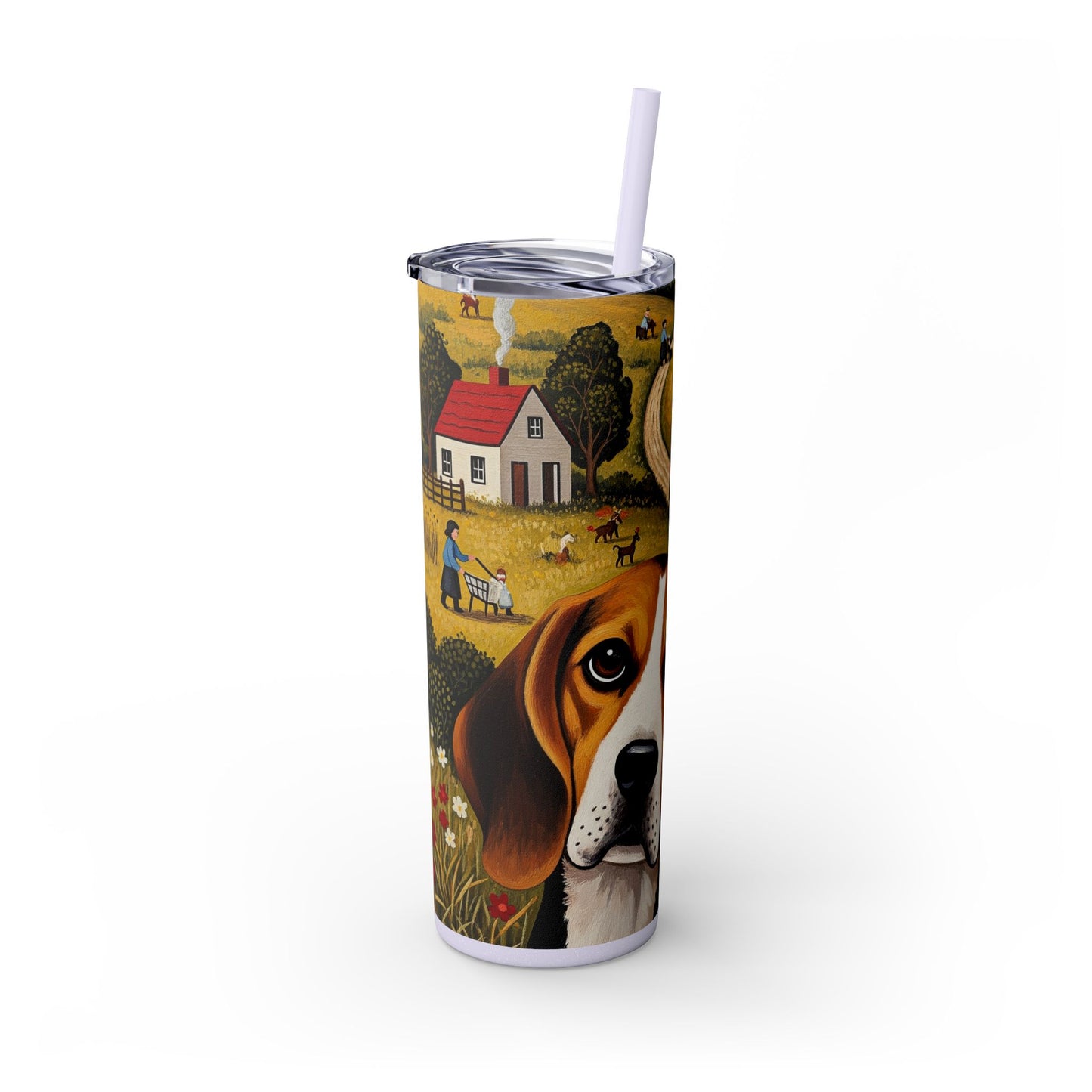 Beagle Skinny Tumbler with Straw, 20oz