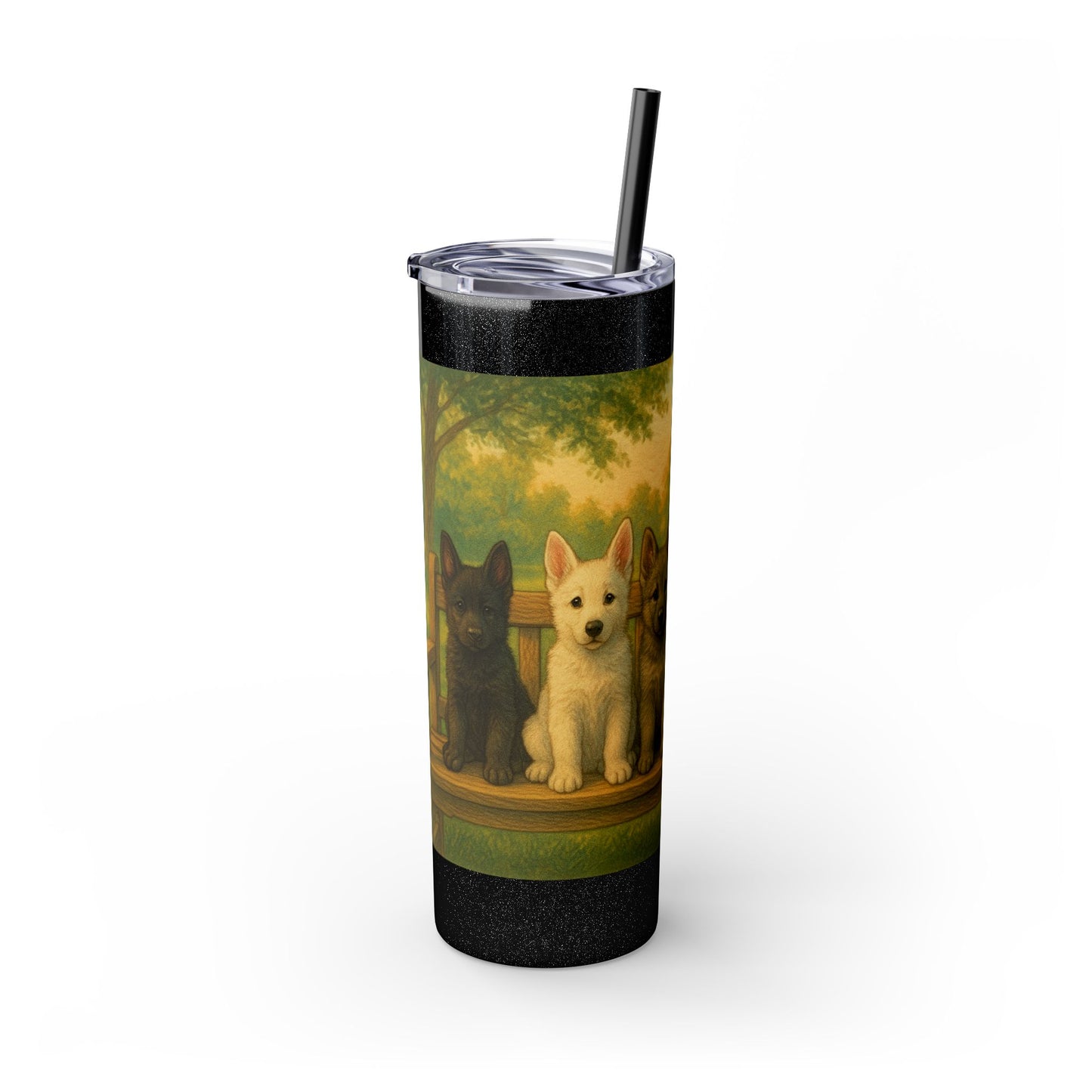 German Shepherd puppies Tumbler with Straw, 20oz
