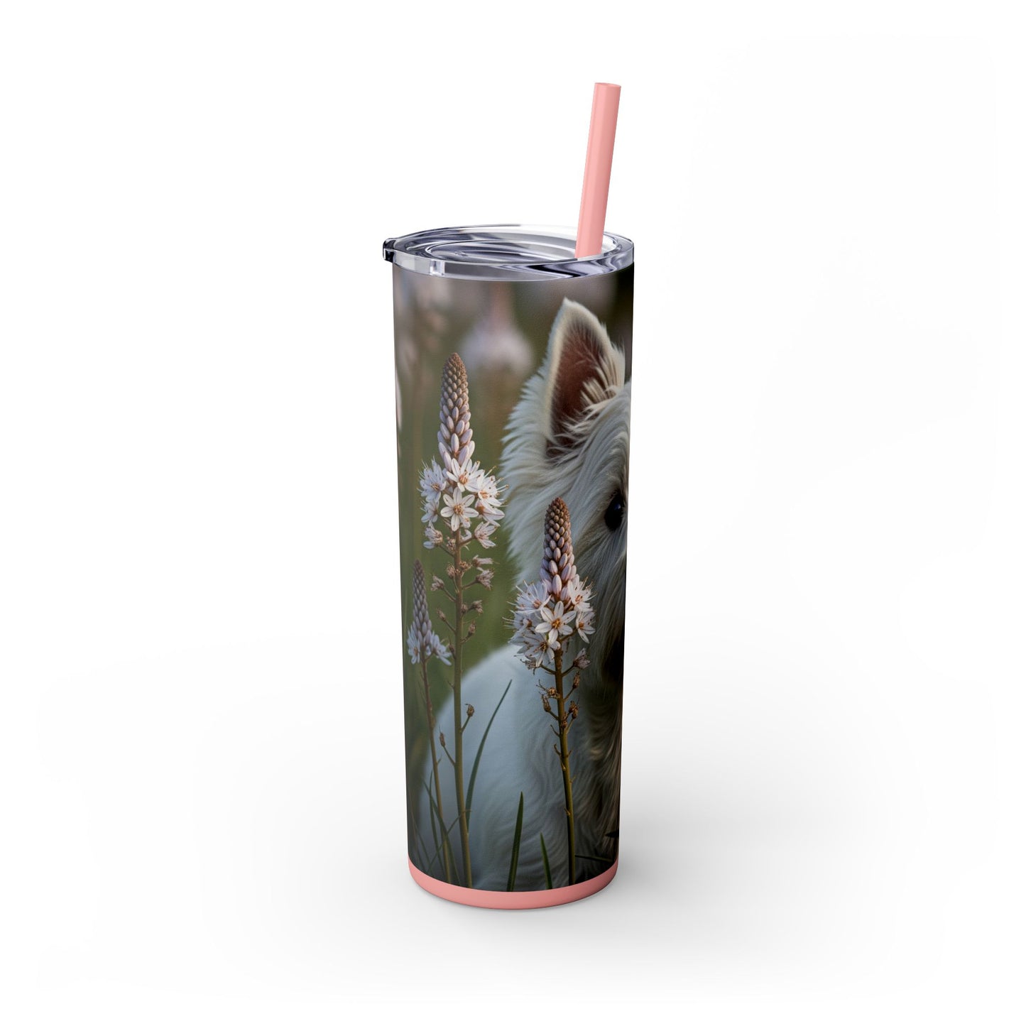 West Highland White Terrier Skinny Tumbler with Straw, 20oz