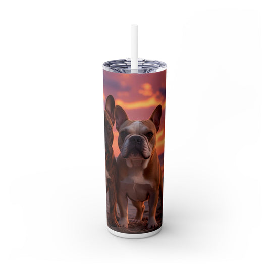 French Bulldog Love Skinny Tumbler with Straw, 20oz