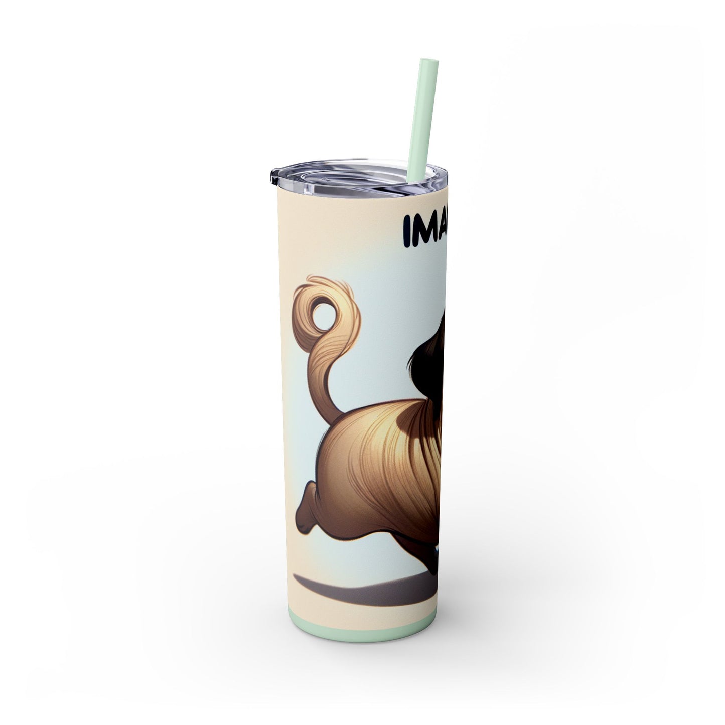 Pug Skinny Tumbler with Straw, 20oz
