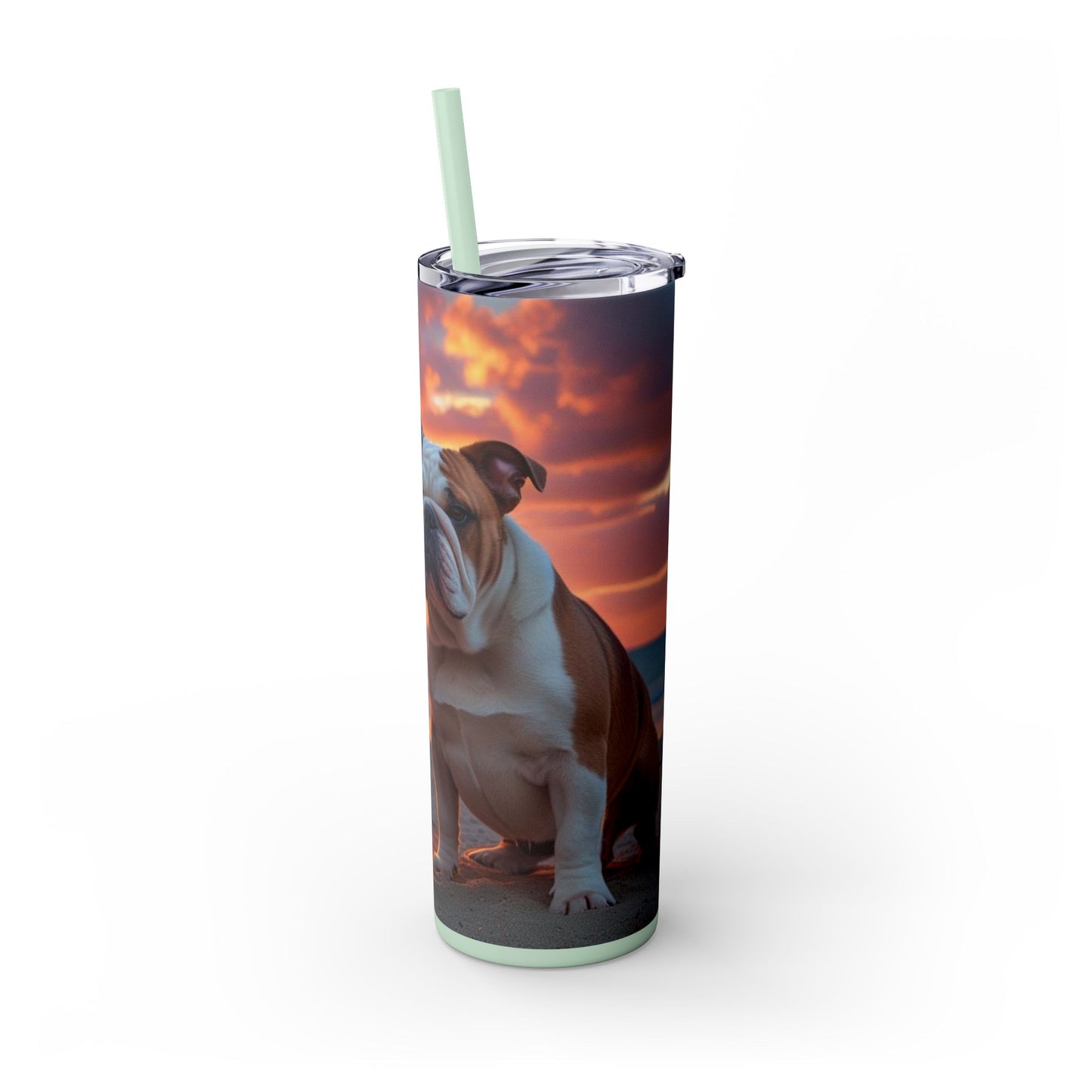 Bulldog Love Skinny Tumbler with Straw, 20oz