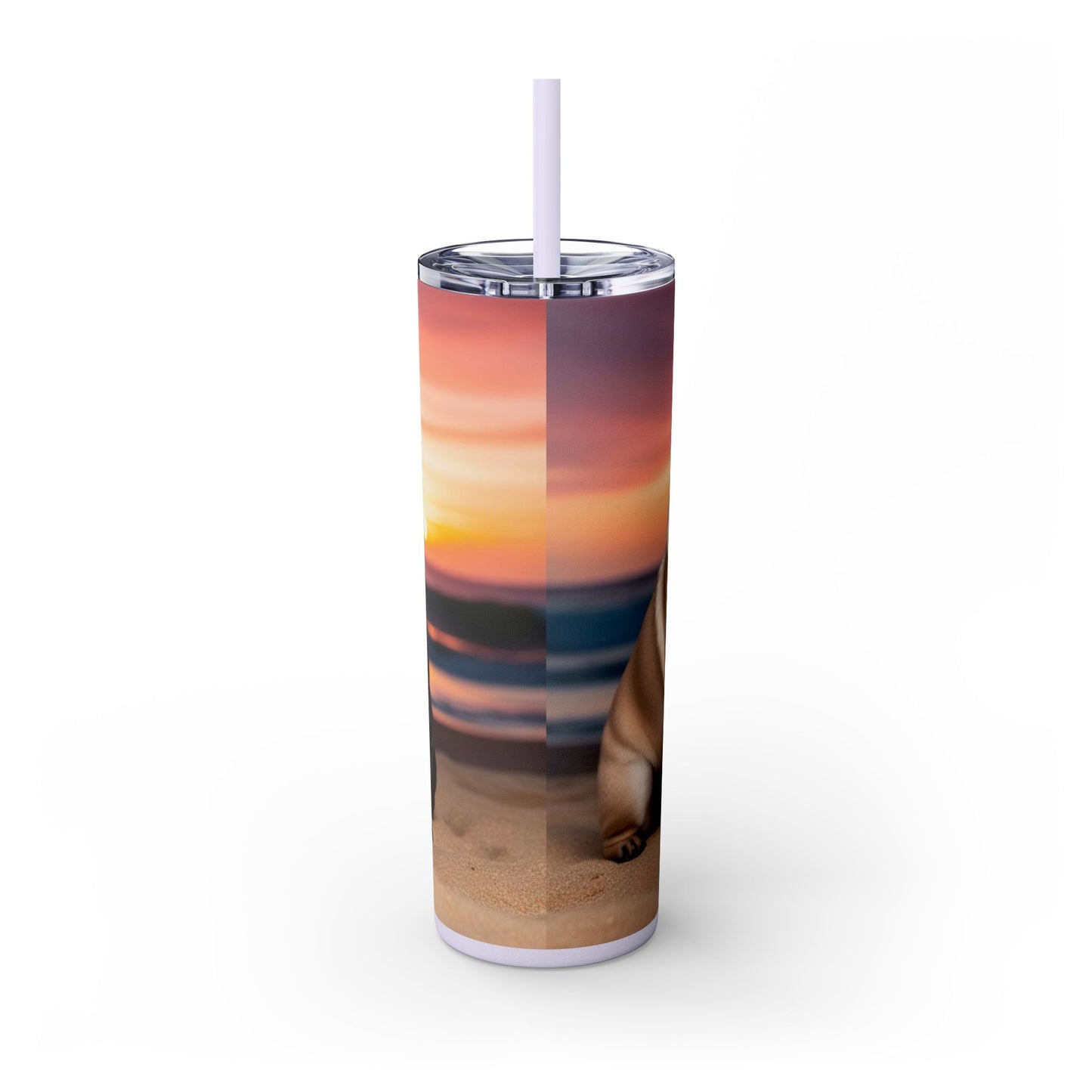 Pug Love Skinny Tumbler with Straw, 20oz