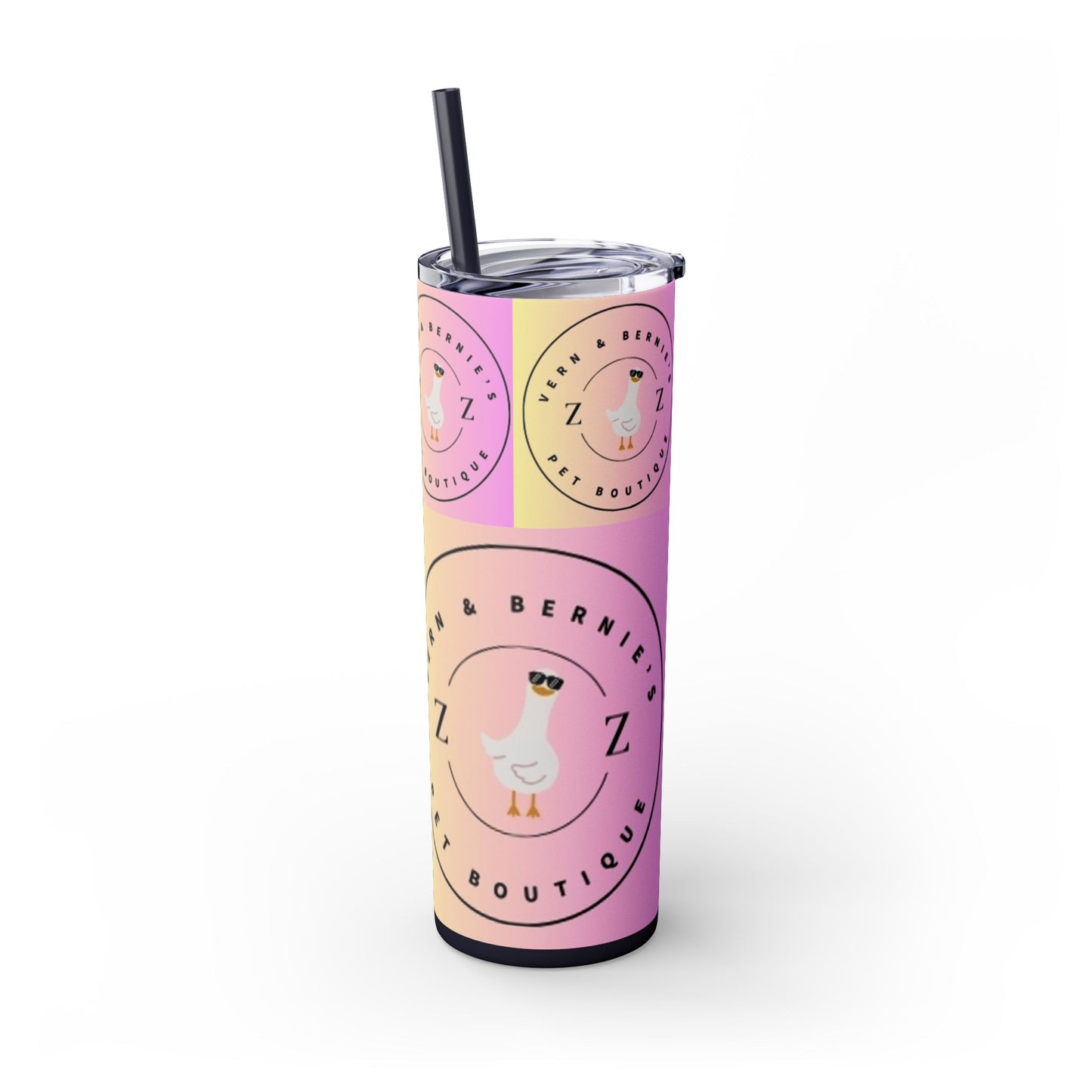 Vern and Bernie's Skinny Tumbler with Straw, 20oz