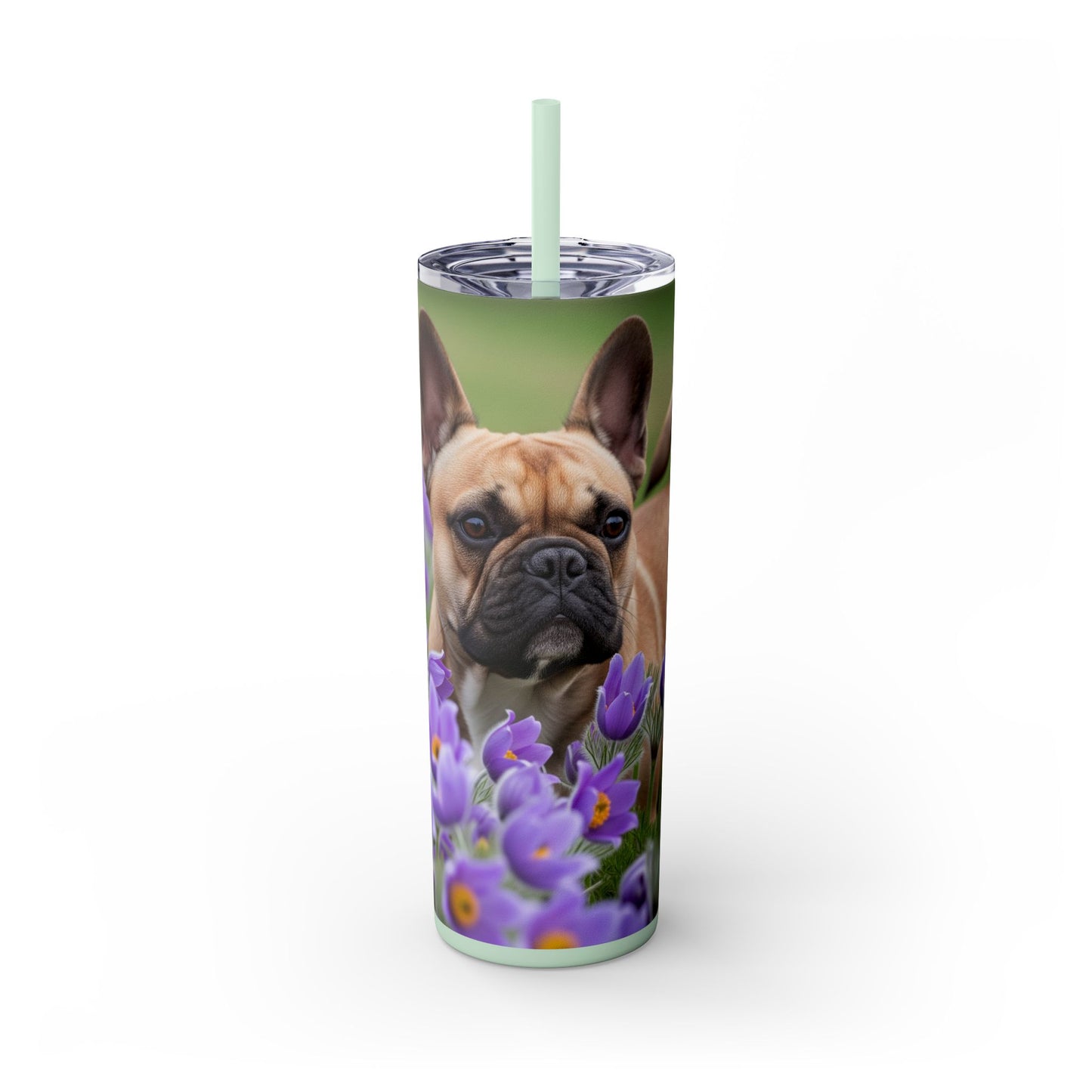 French Bulldog Skinny Tumbler with Straw, 20oz