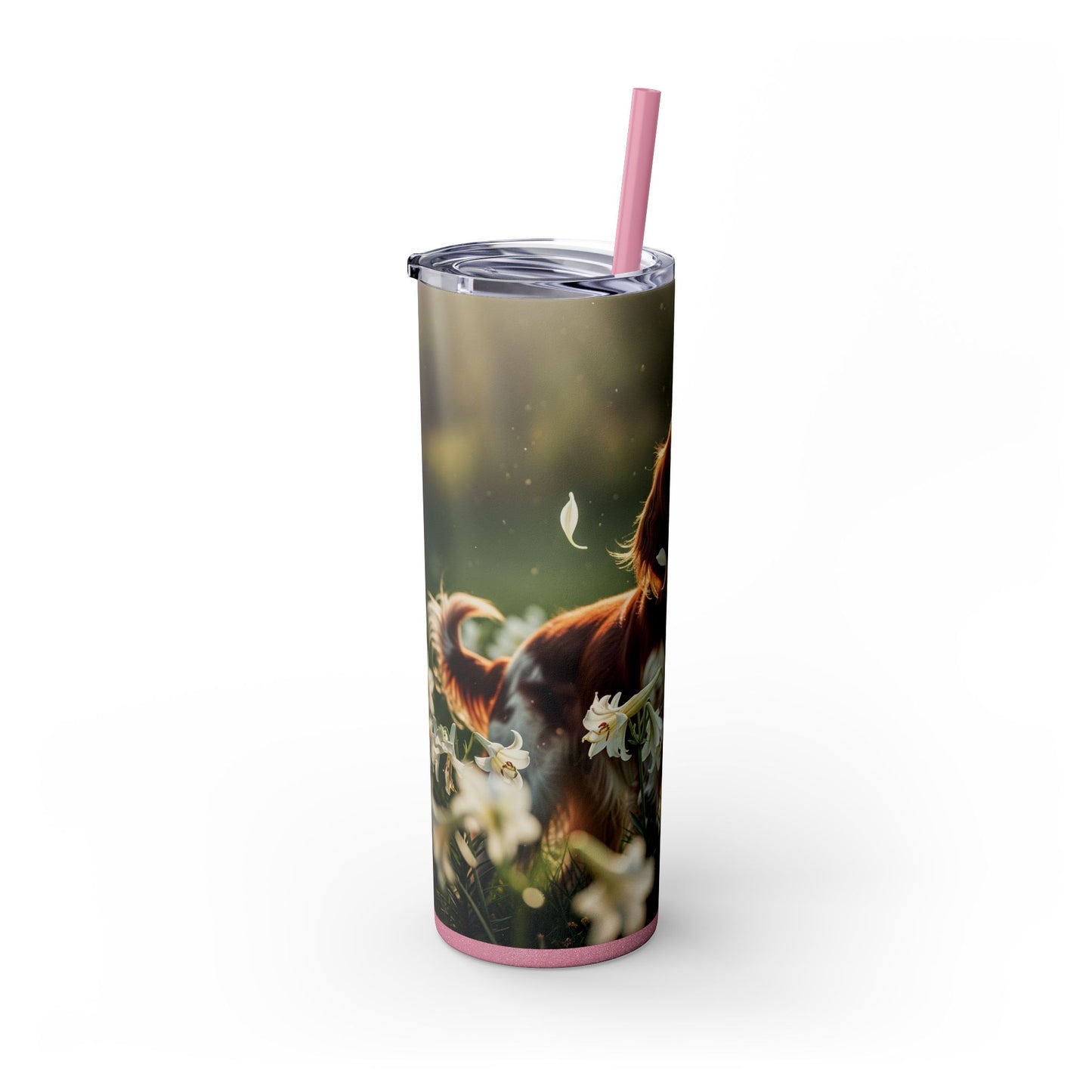 Irish Red and White Setter Tumbler with Straw, 20oz