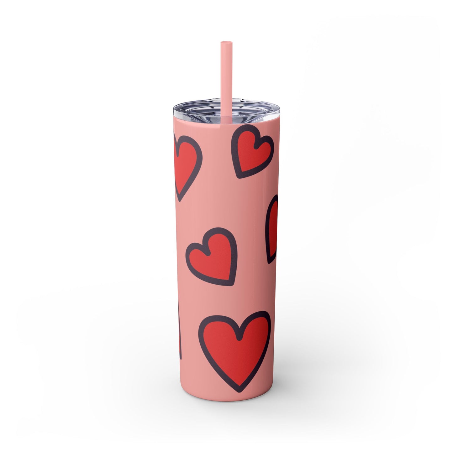 Hearts Skinny Tumbler with Straw, 20oz