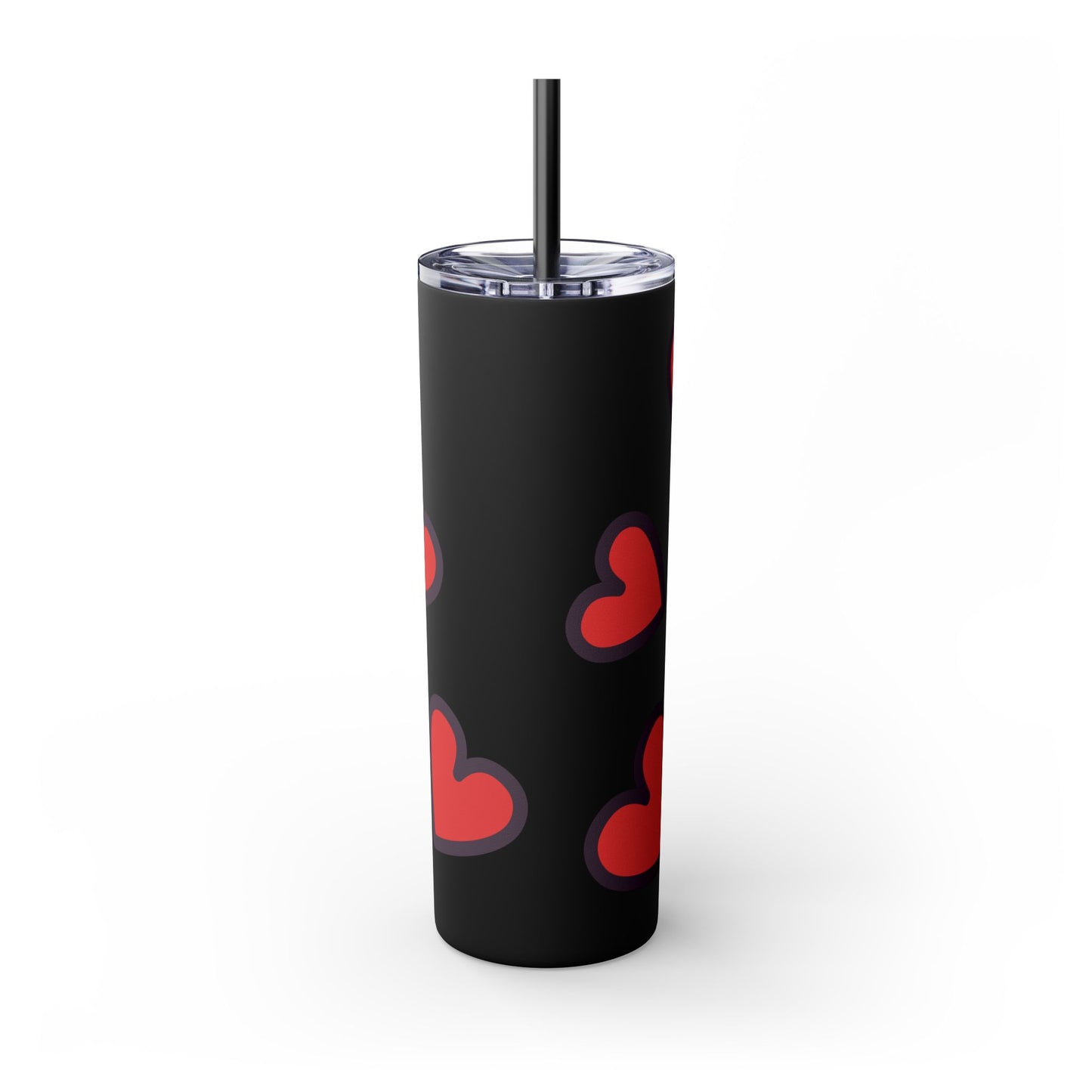 Hearts Skinny Tumbler with Straw, 20oz