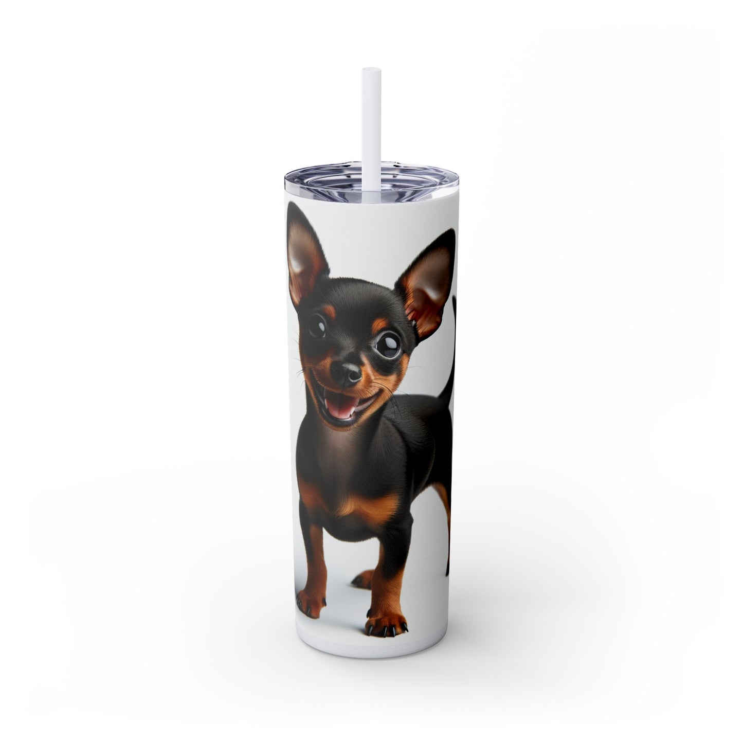 Miniature Pinscher Skinny Tumbler with Straw, 20oz