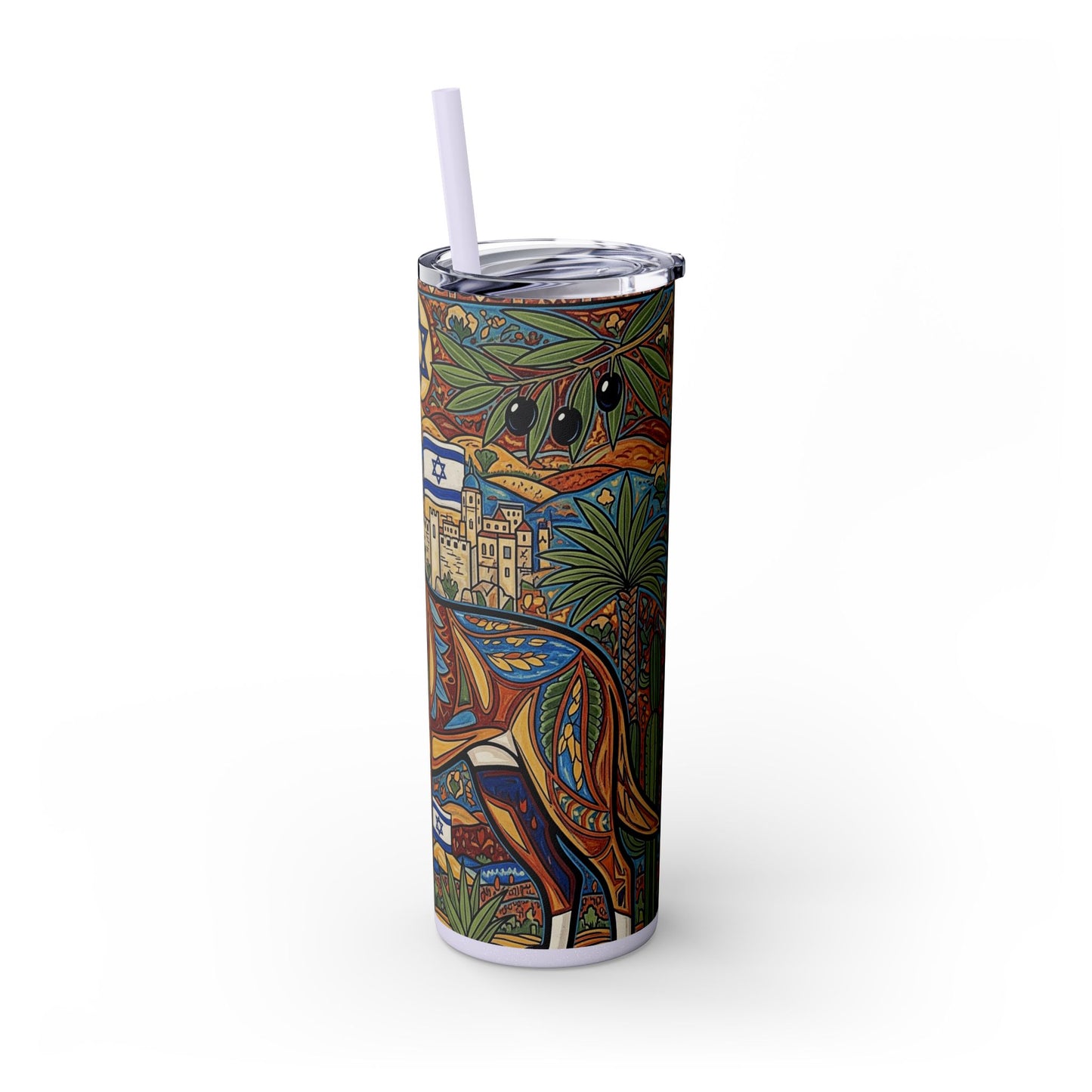 Canaan Dog Skinny Tumbler with Straw, 20oz