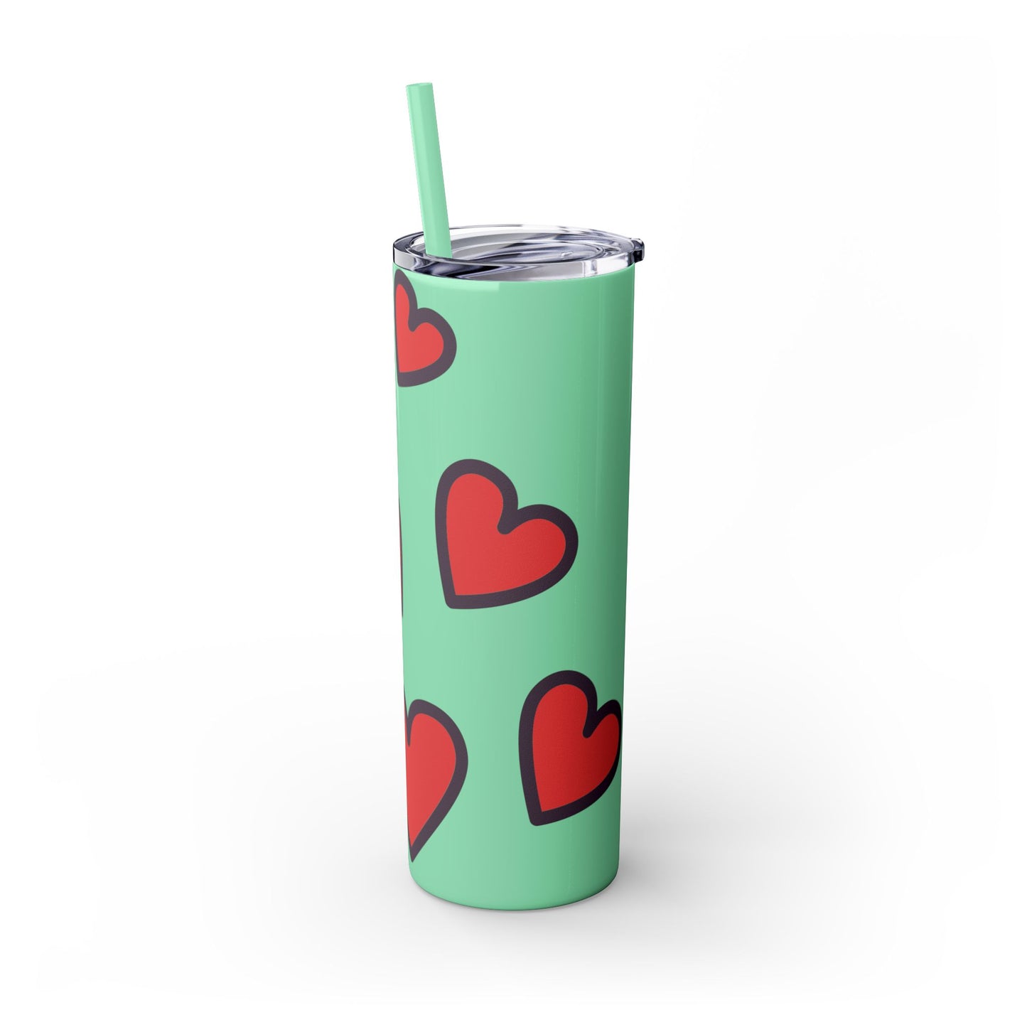 Hearts Skinny Tumbler with Straw, 20oz
