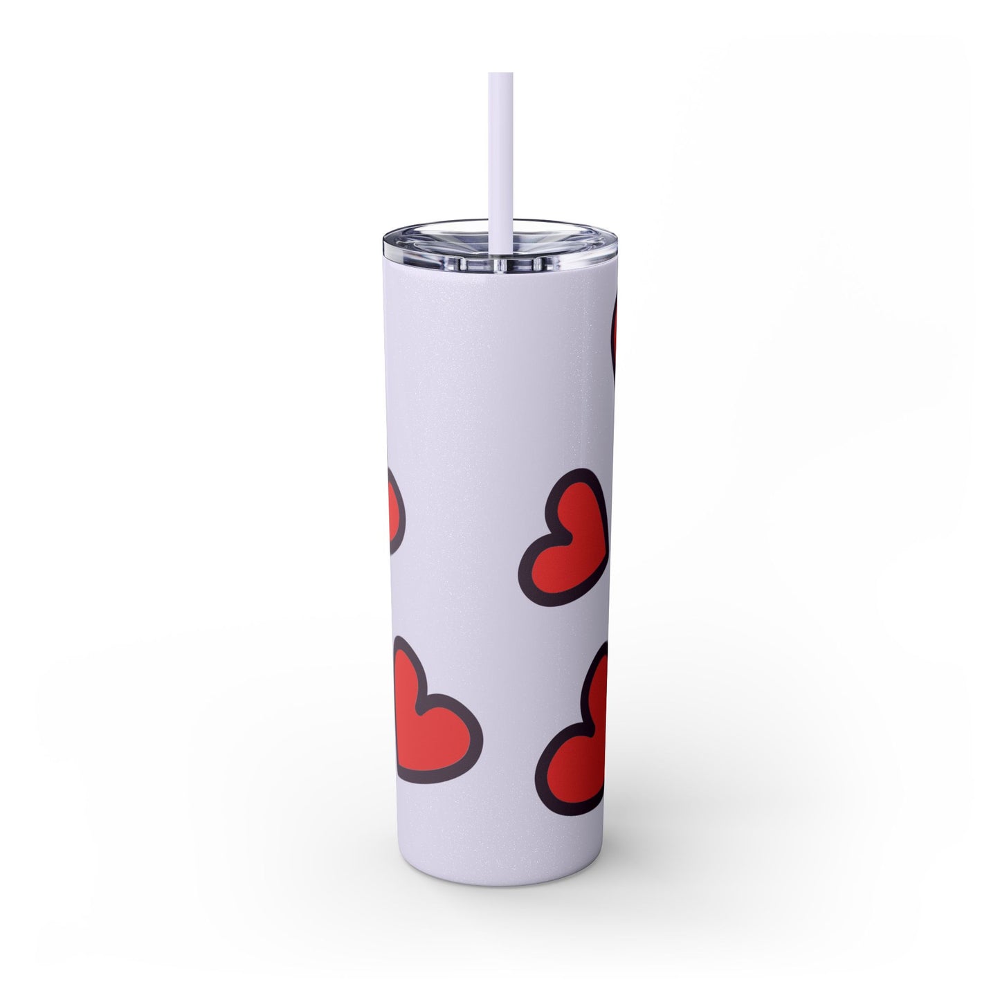 Hearts Skinny Tumbler with Straw, 20oz