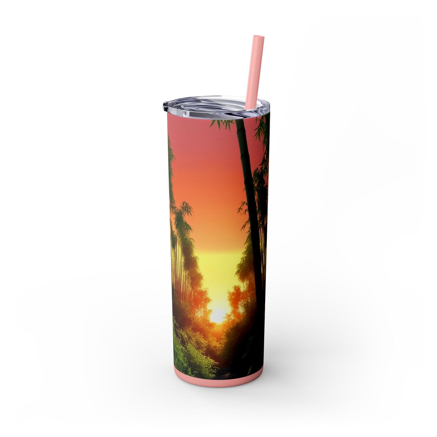 Bamboo Forest Sunrise Skinny Tumbler with Straw, 20oz