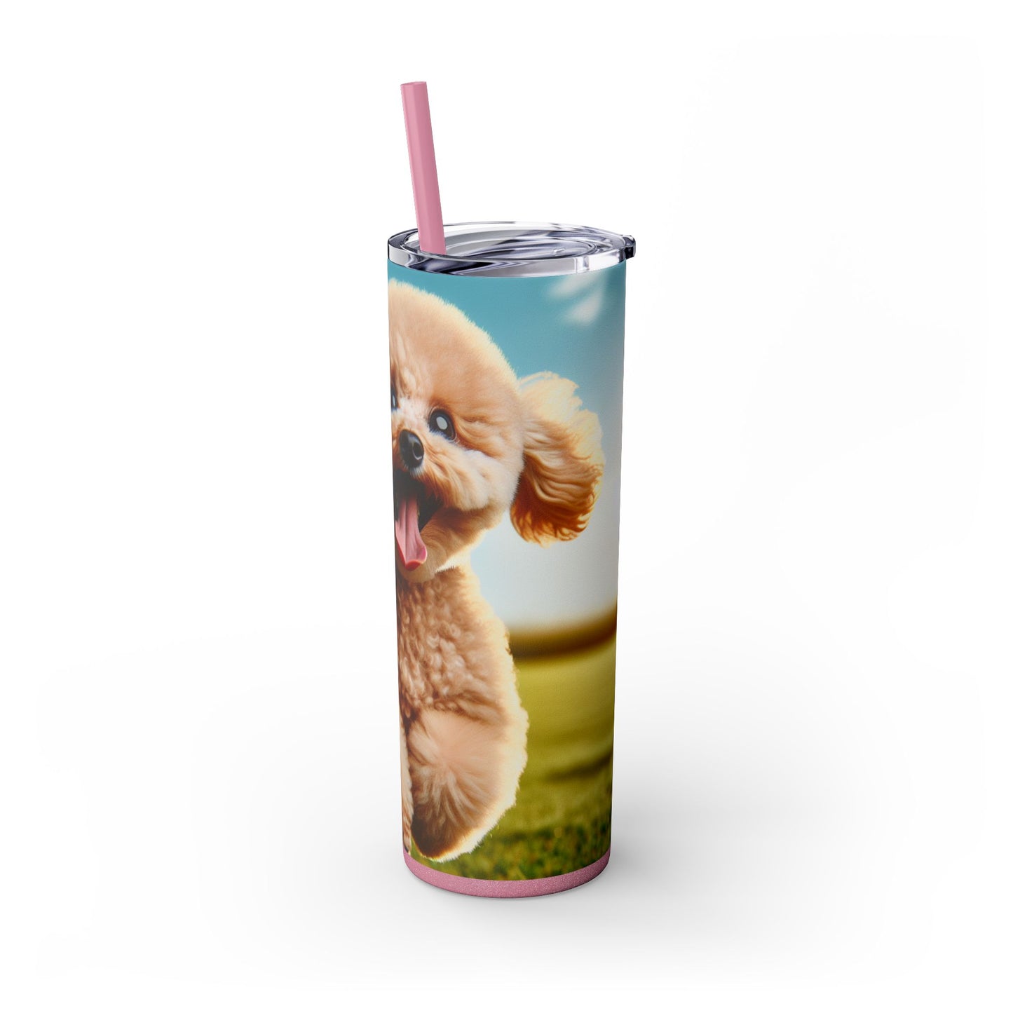 Toy Poodle Skinny Tumbler with Straw, 20oz