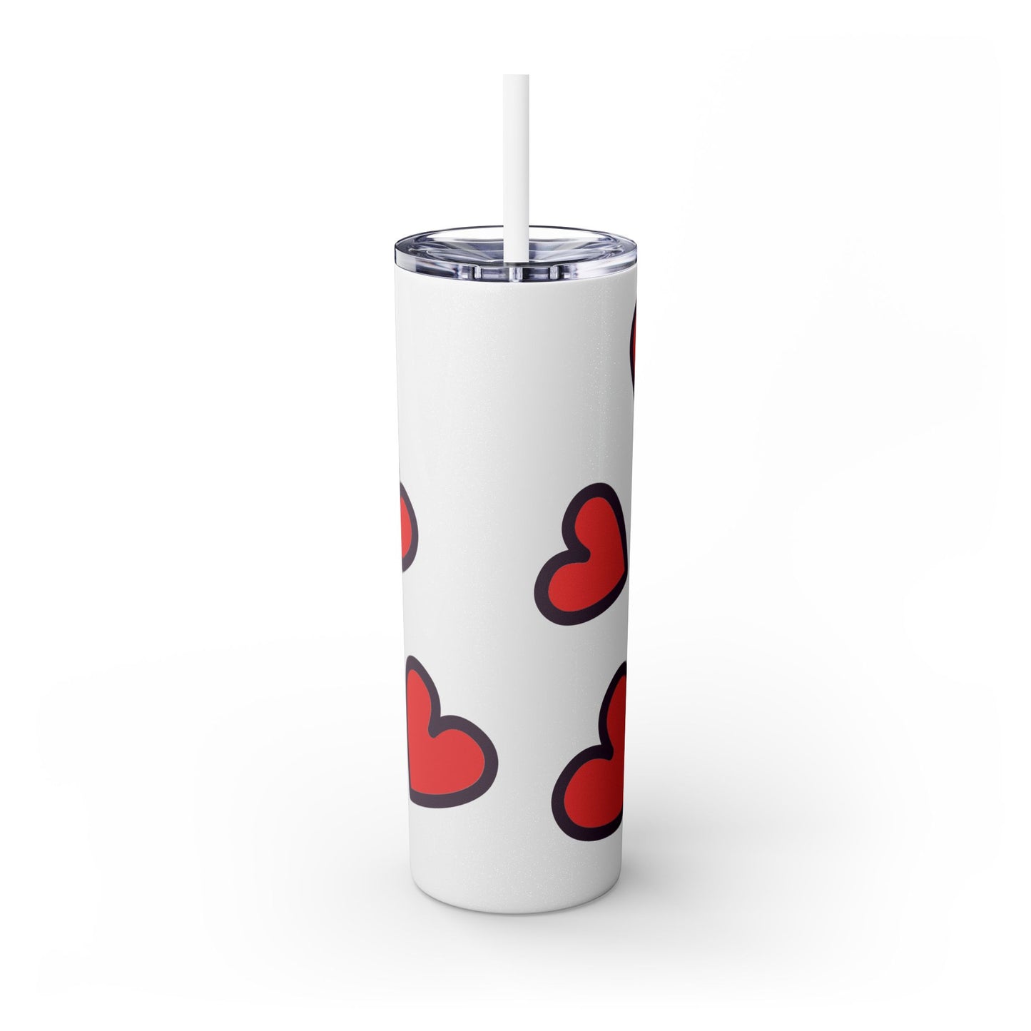 Hearts Skinny Tumbler with Straw, 20oz