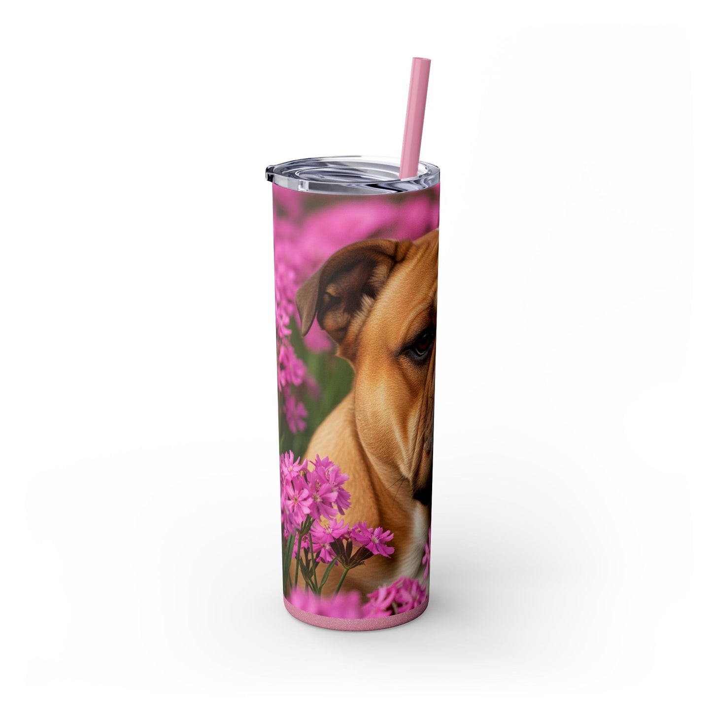Bulldog Skinny Tumbler with Straw, 20oz