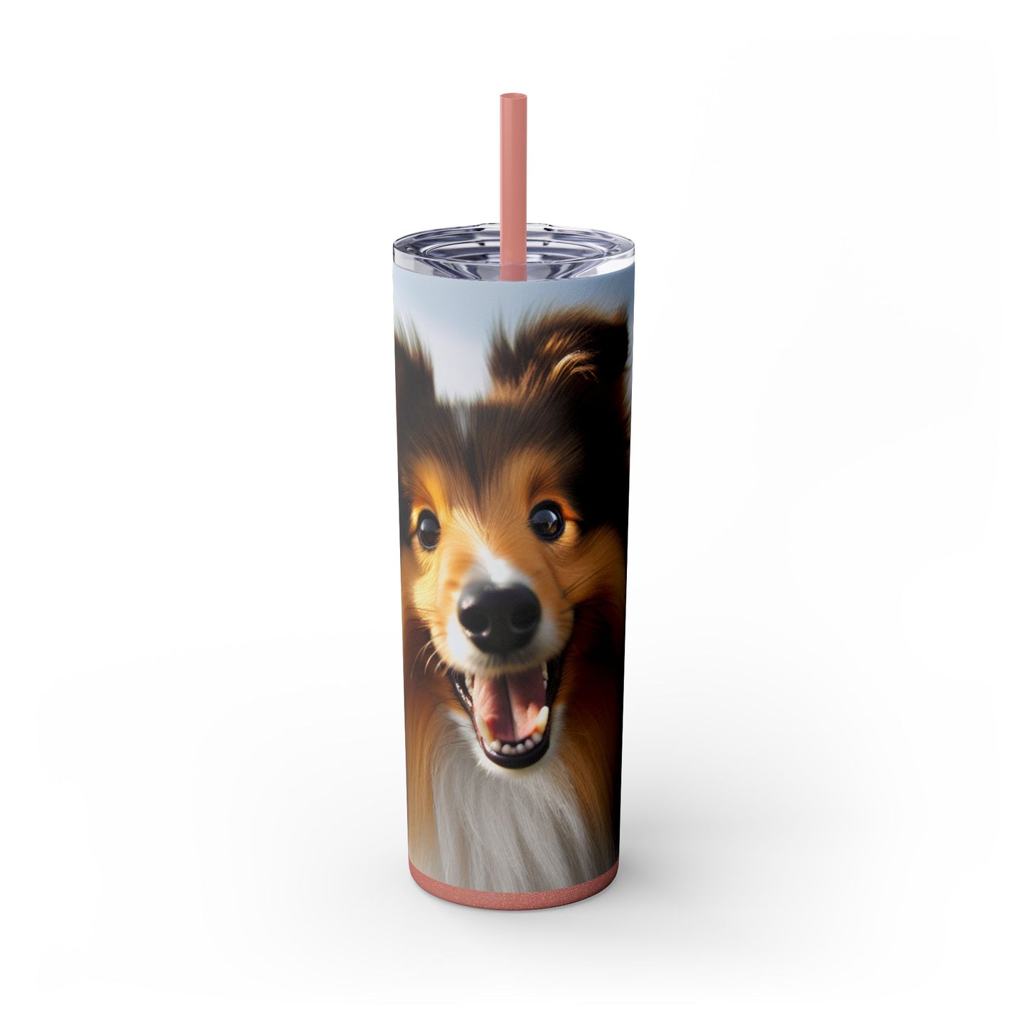Shetland Sheepdog Skinny Tumbler with Straw, 20oz