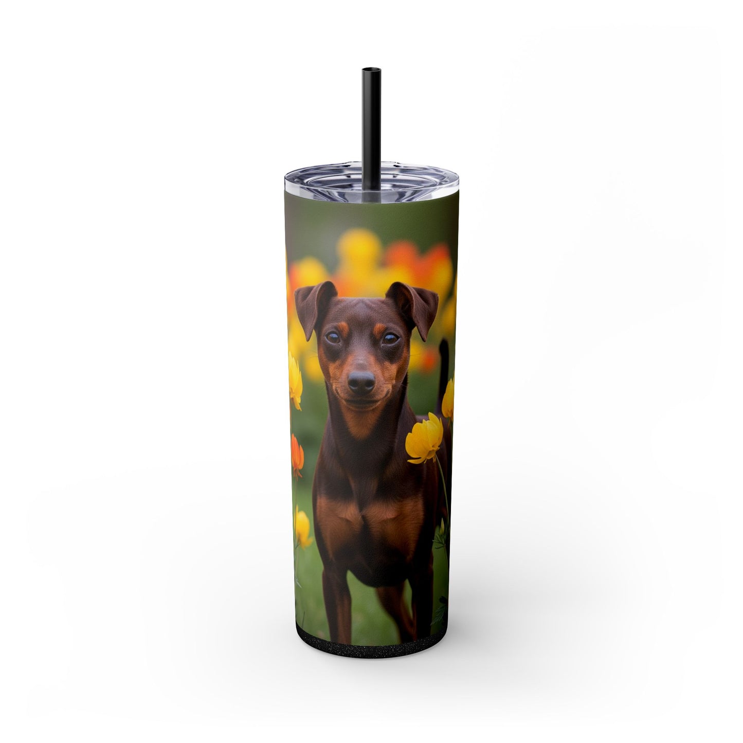 Miniature Pinscher Skinny Tumbler with Straw, 20oz