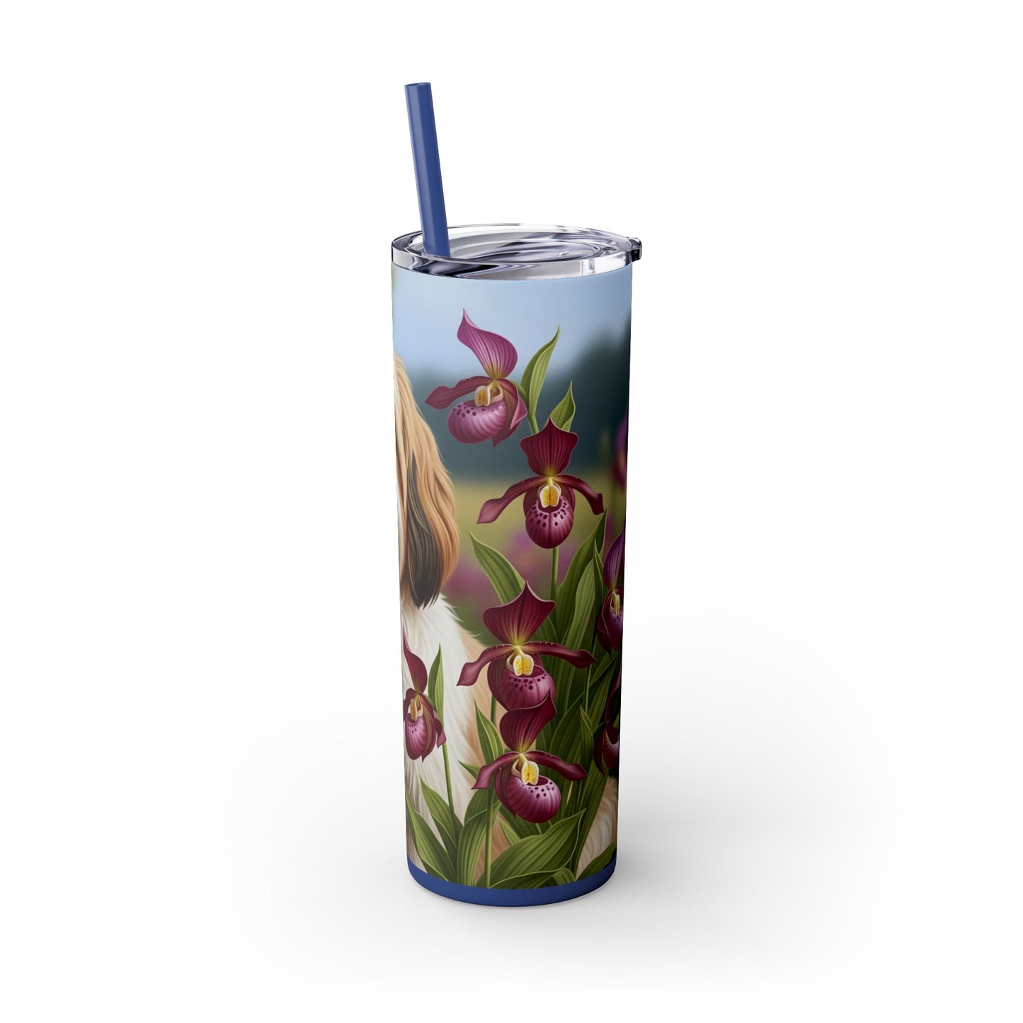Lhasa Apso Skinny Tumbler with Straw, 20oz