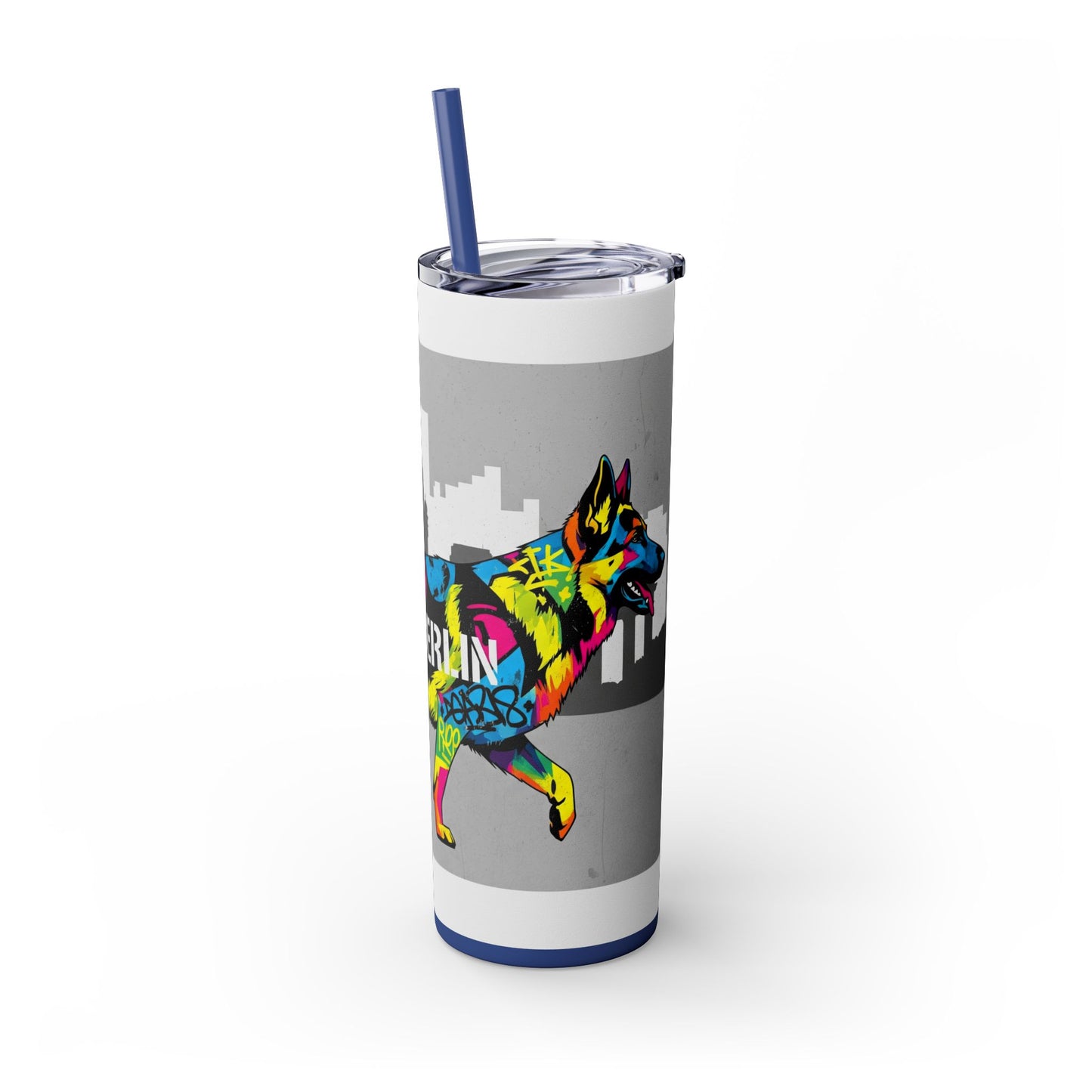German Shepherd Skinny Tumbler with Straw, 20oz