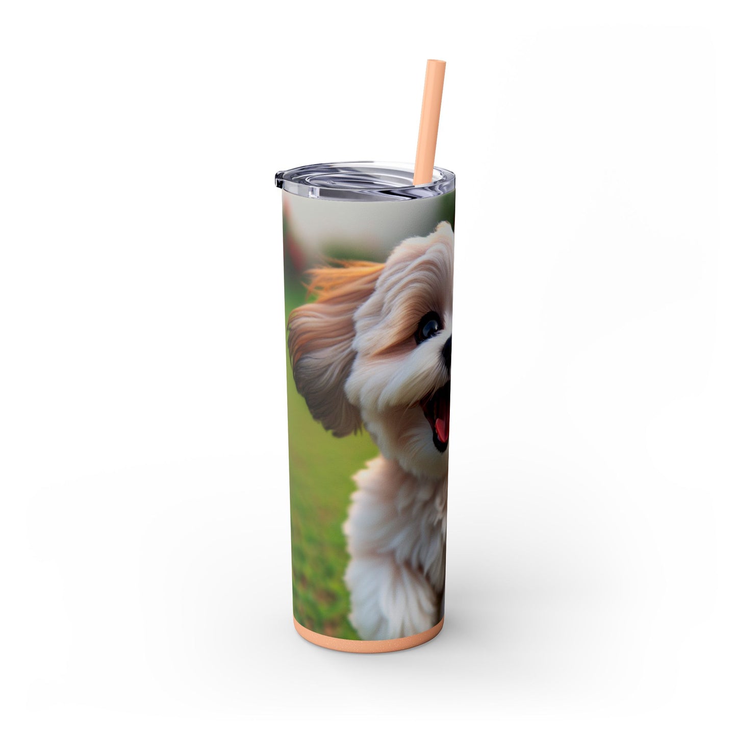 Shih-poo Skinny Tumbler with Straw, 20oz