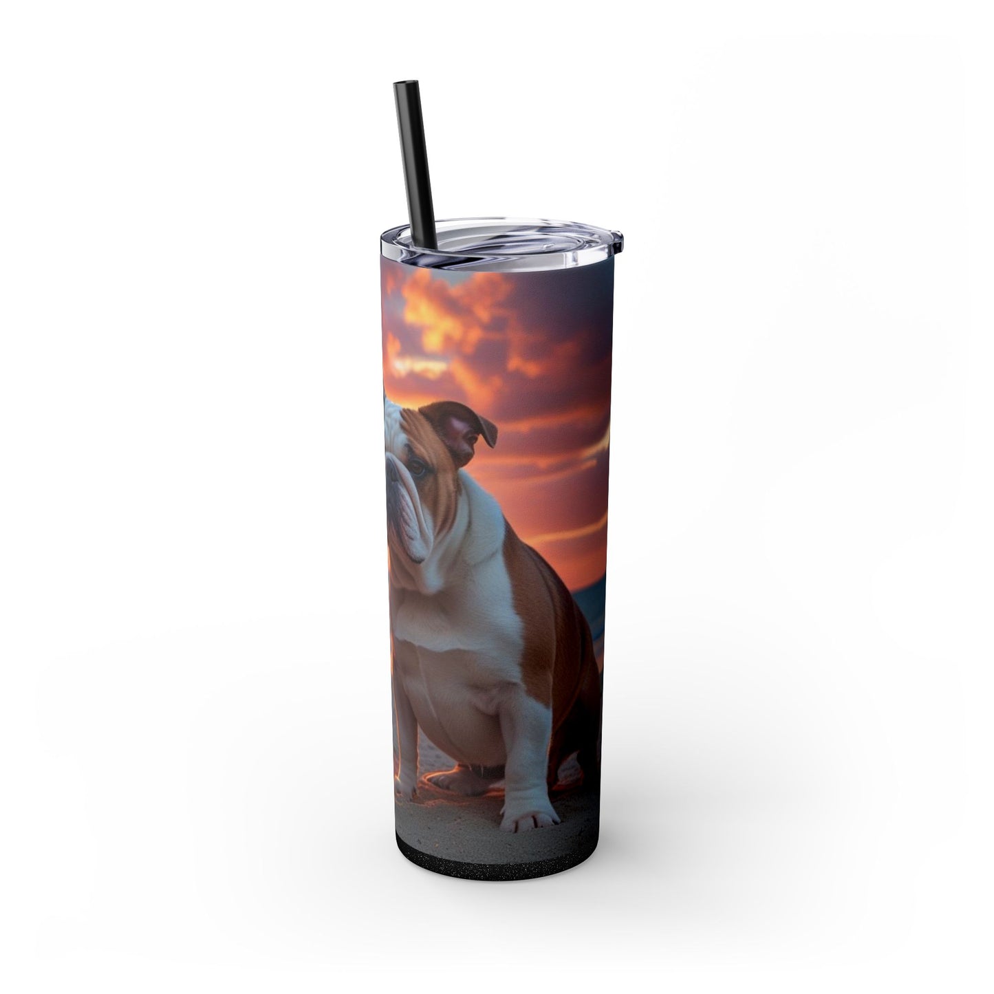 Bulldog Love Skinny Tumbler with Straw, 20oz