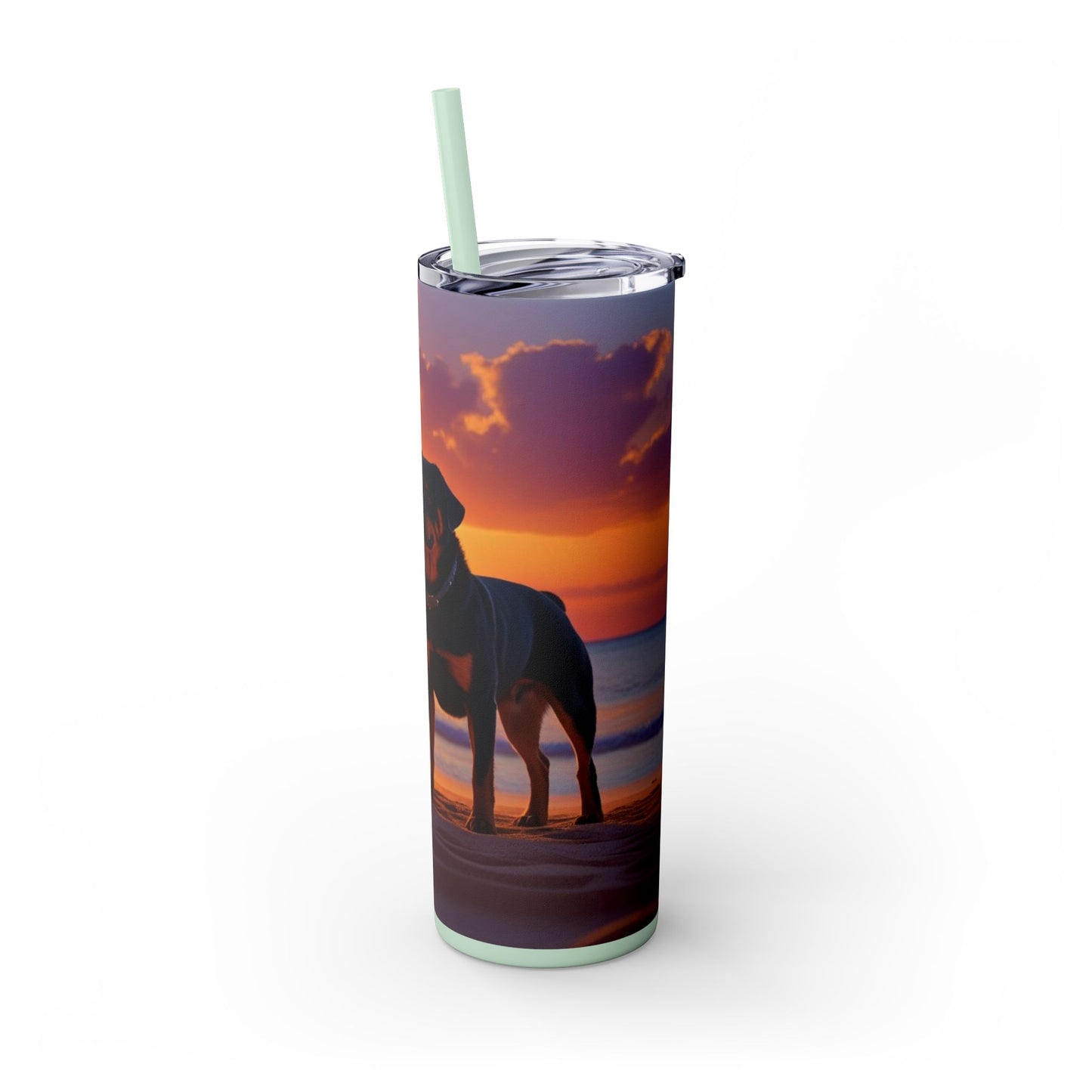 Rottweiler Love Skinny Tumbler with Straw, 20oz