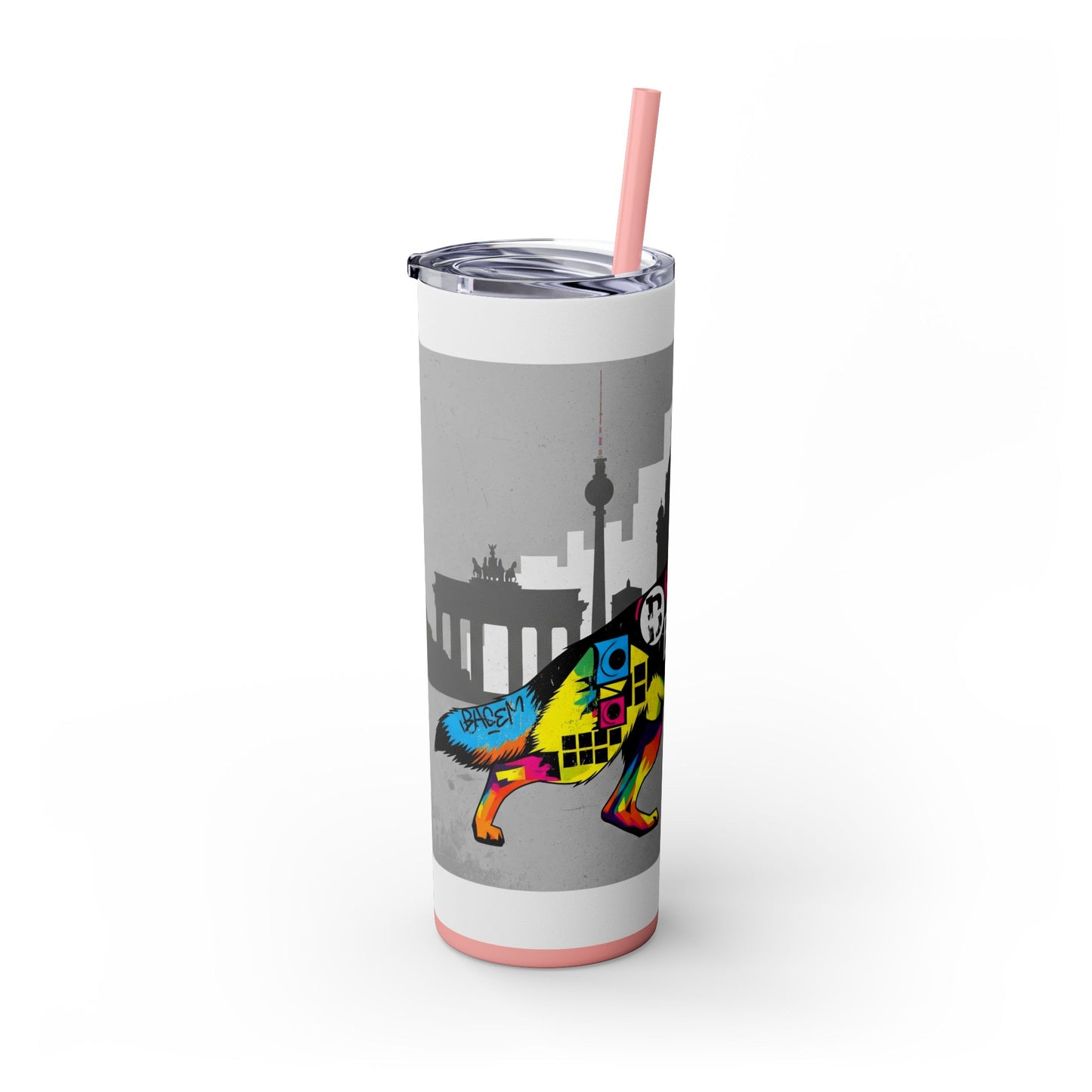 German Shepherd Skinny Tumbler with Straw, 20oz