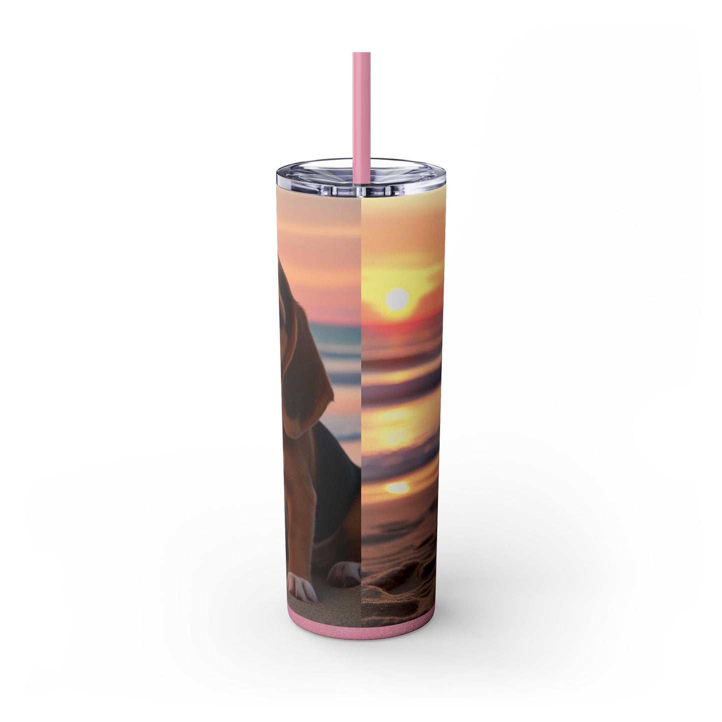 Beagle Love Skinny Tumbler with Straw, 20oz